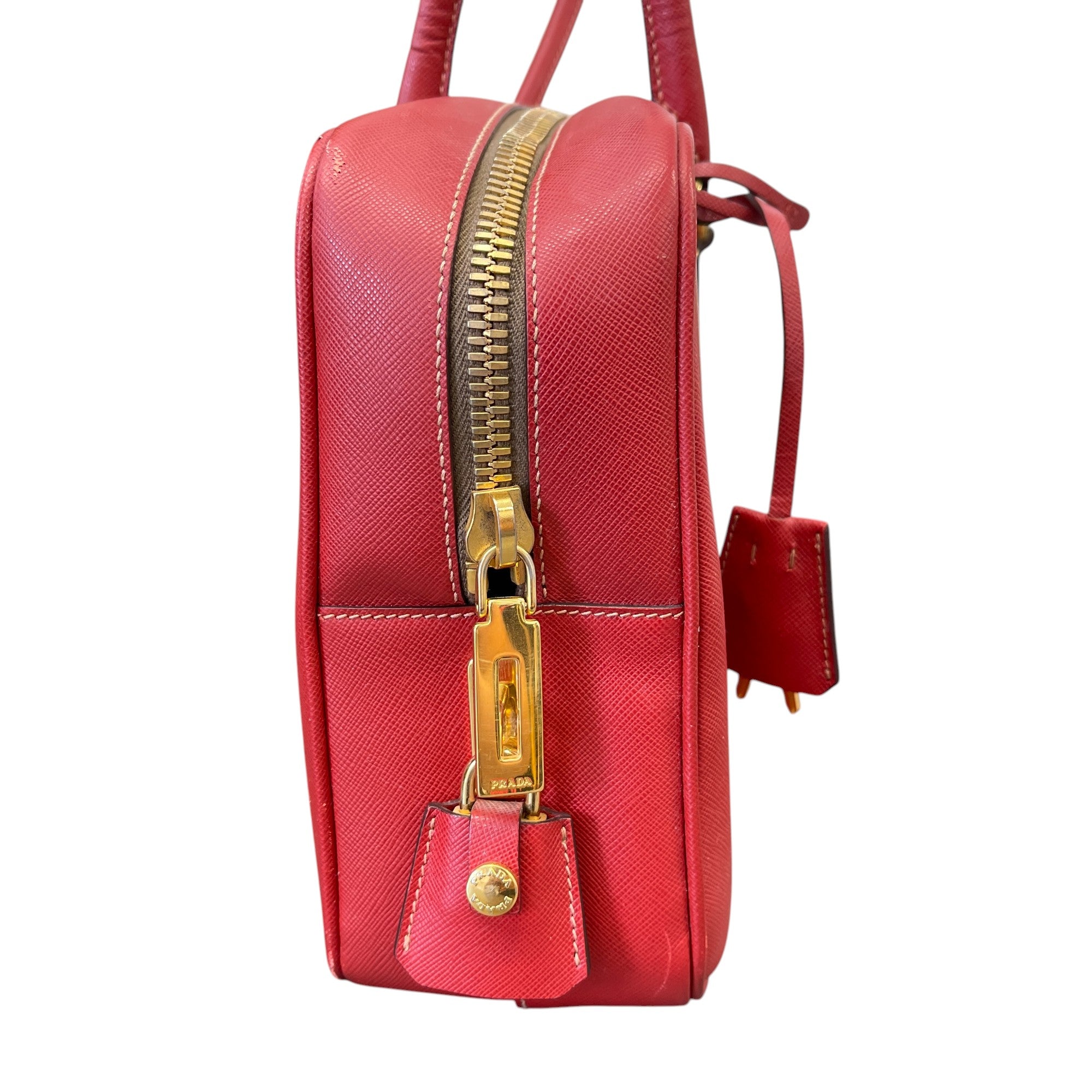 Women's Cerise Saffiano Bauletto Tote Bag Red