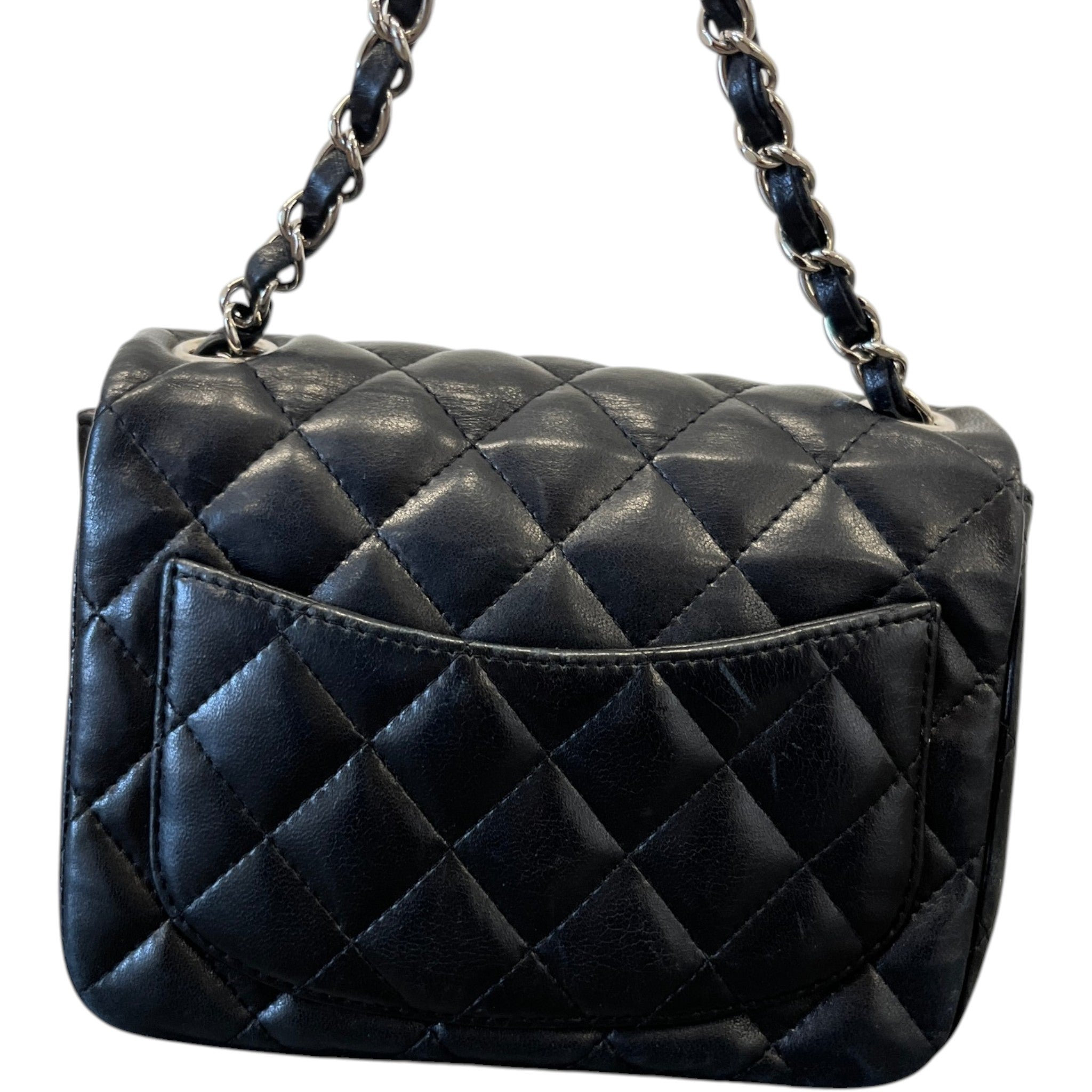Women's Timeless/Classique Mini Square Flap Lambskin Bag Black