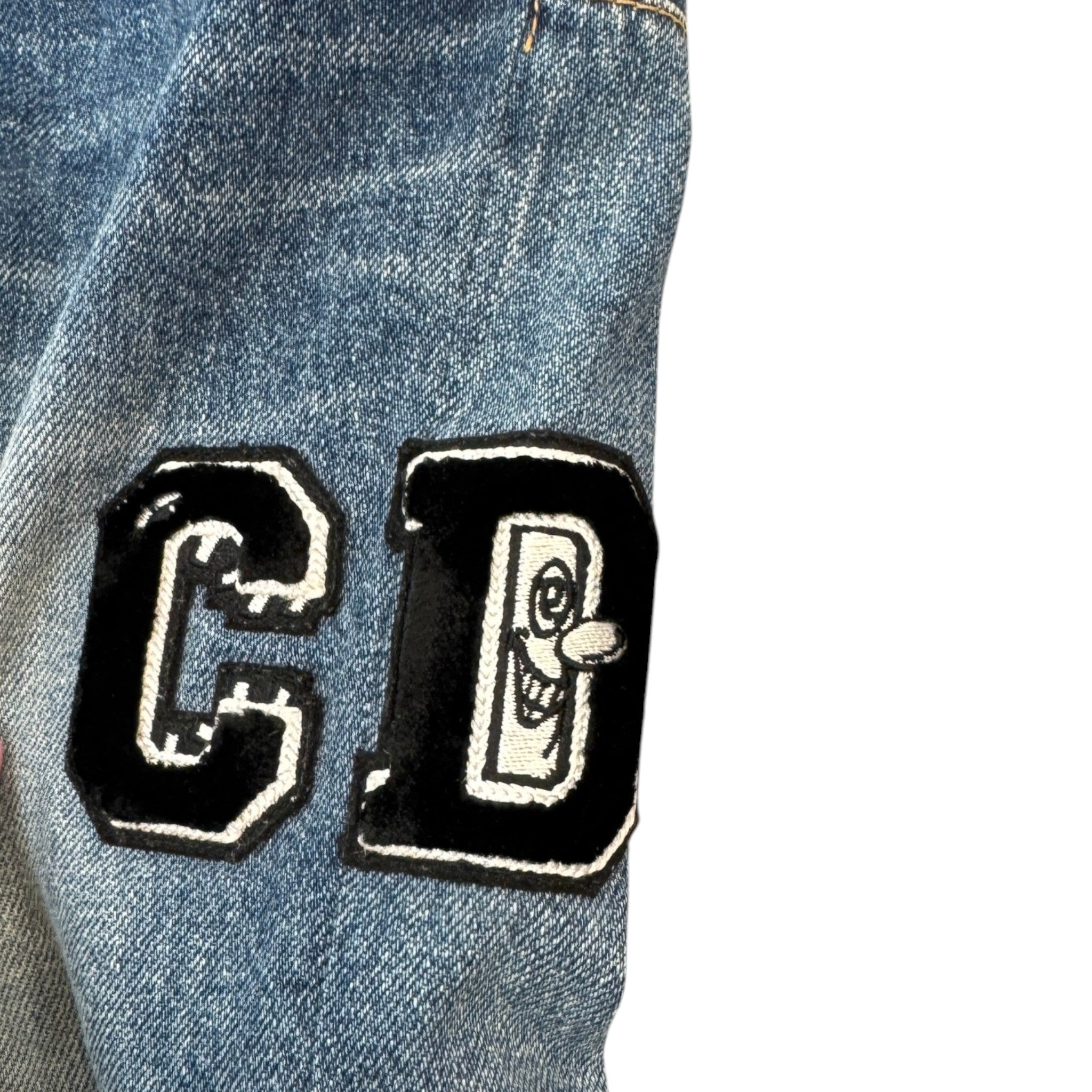 Men's Applique Logo Jeans Blue Size Waist 33"