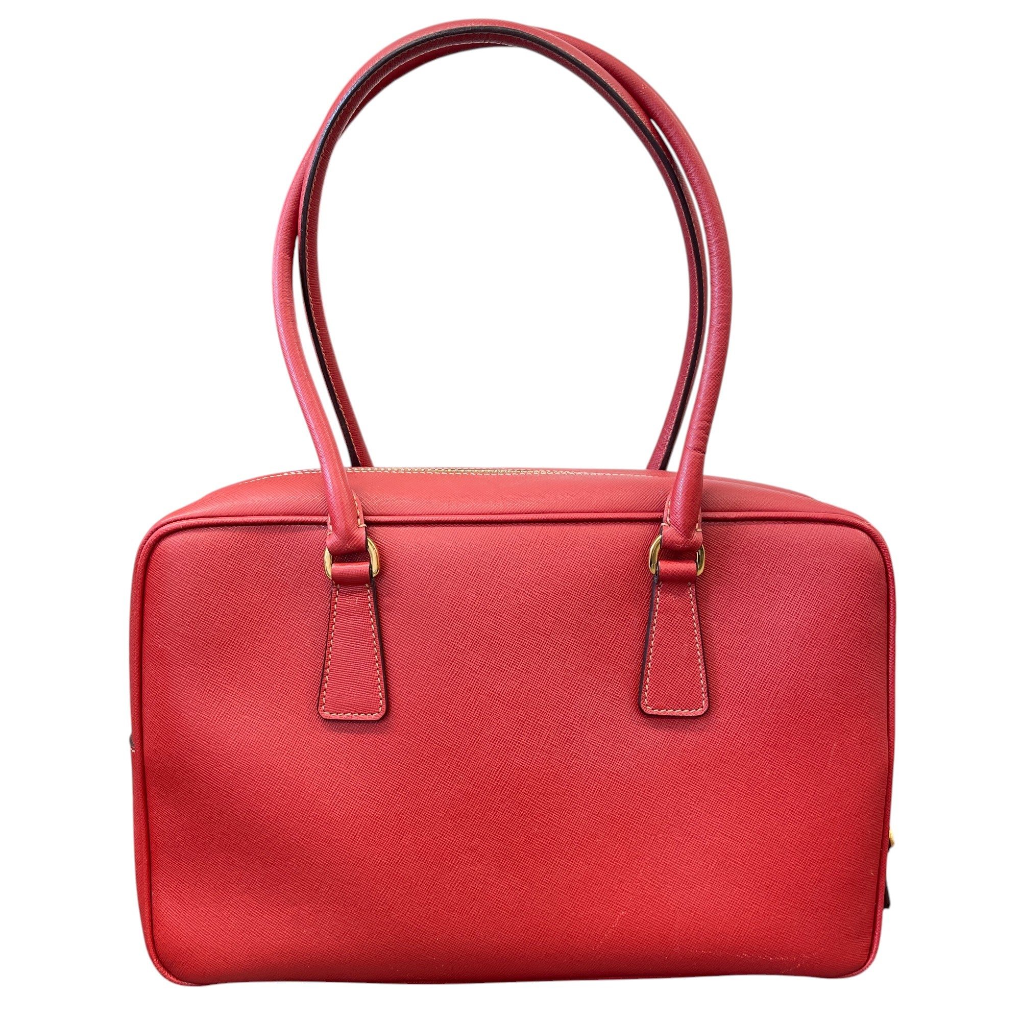 Women's Cerise Saffiano Bauletto Tote Bag Red