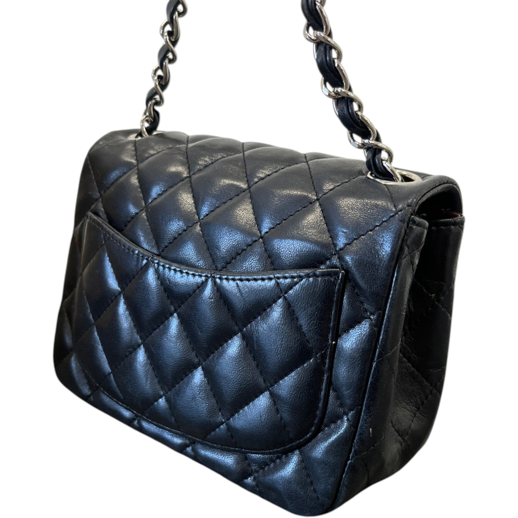 Women's Timeless/Classique Mini Square Flap Lambskin Bag Black
