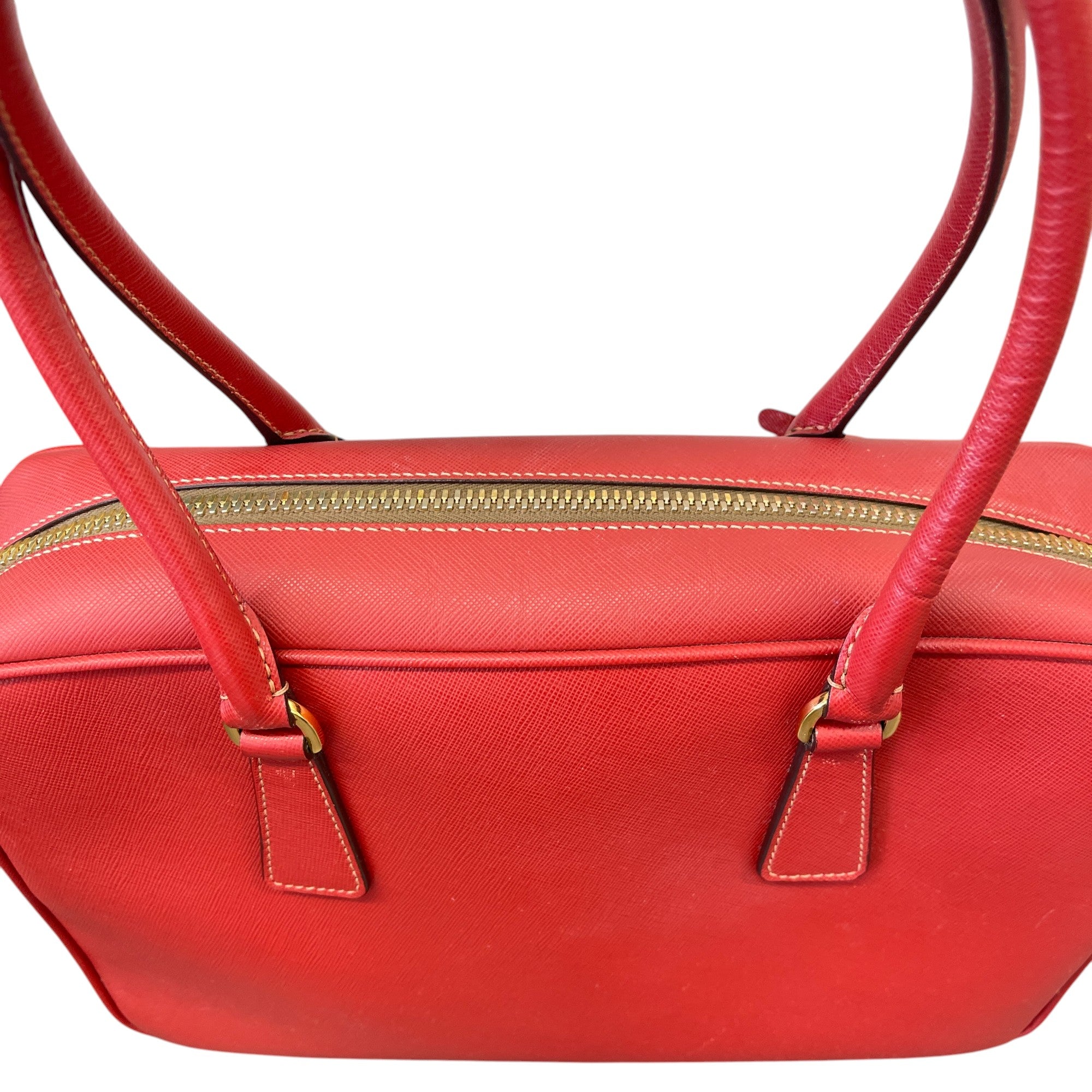 Women's Cerise Saffiano Bauletto Tote Bag Red