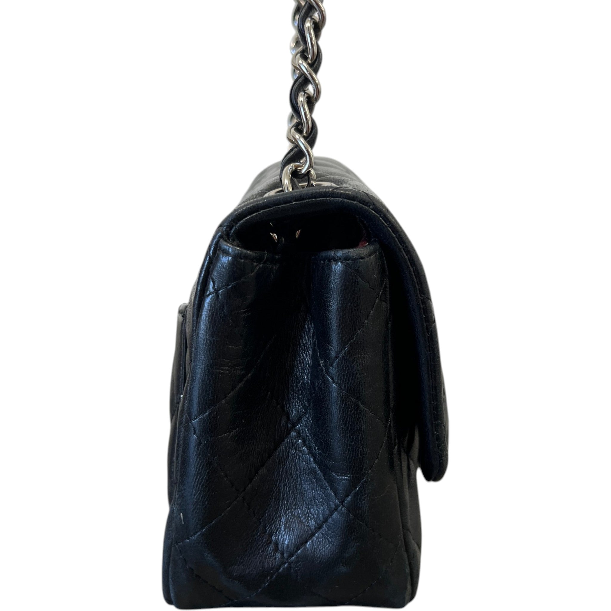 Women's Timeless/Classique Mini Square Flap Lambskin Bag Black