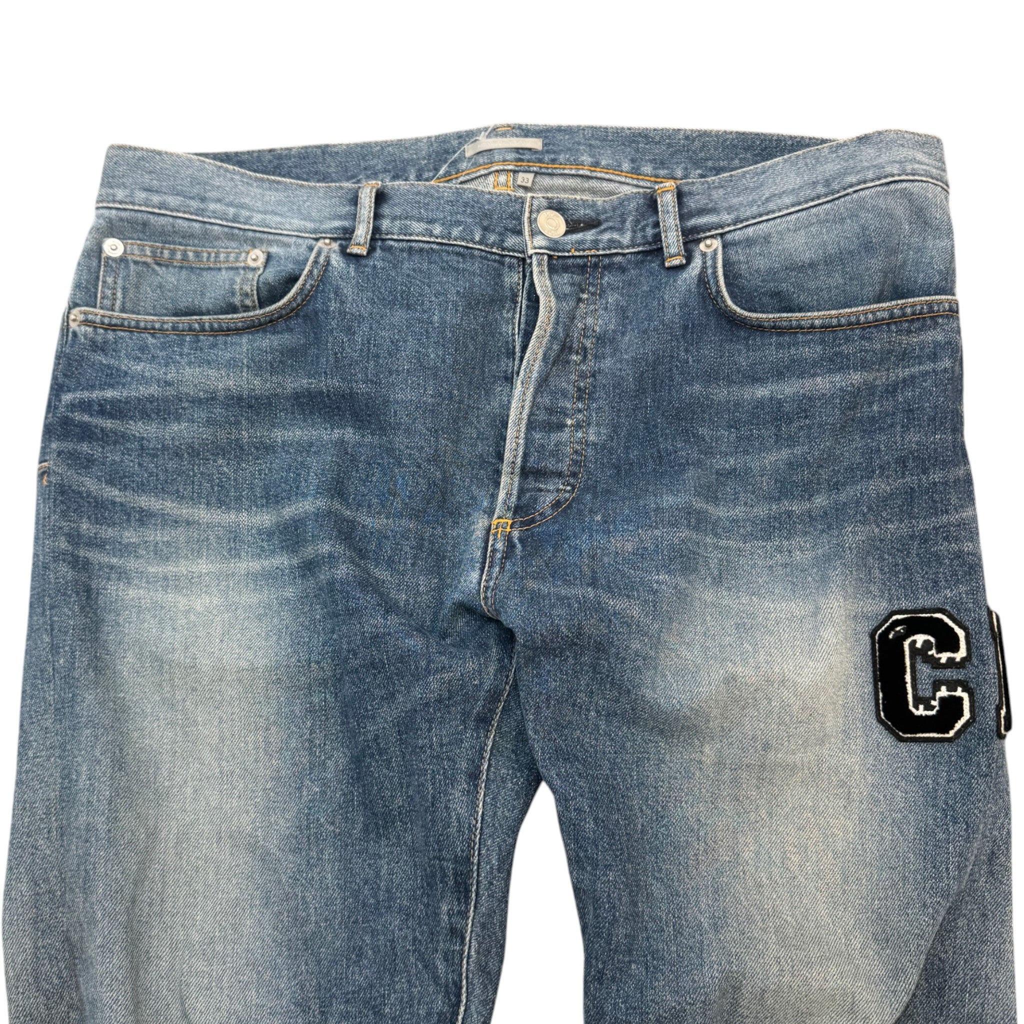 Men's Applique Logo Jeans Blue Size Waist 33"