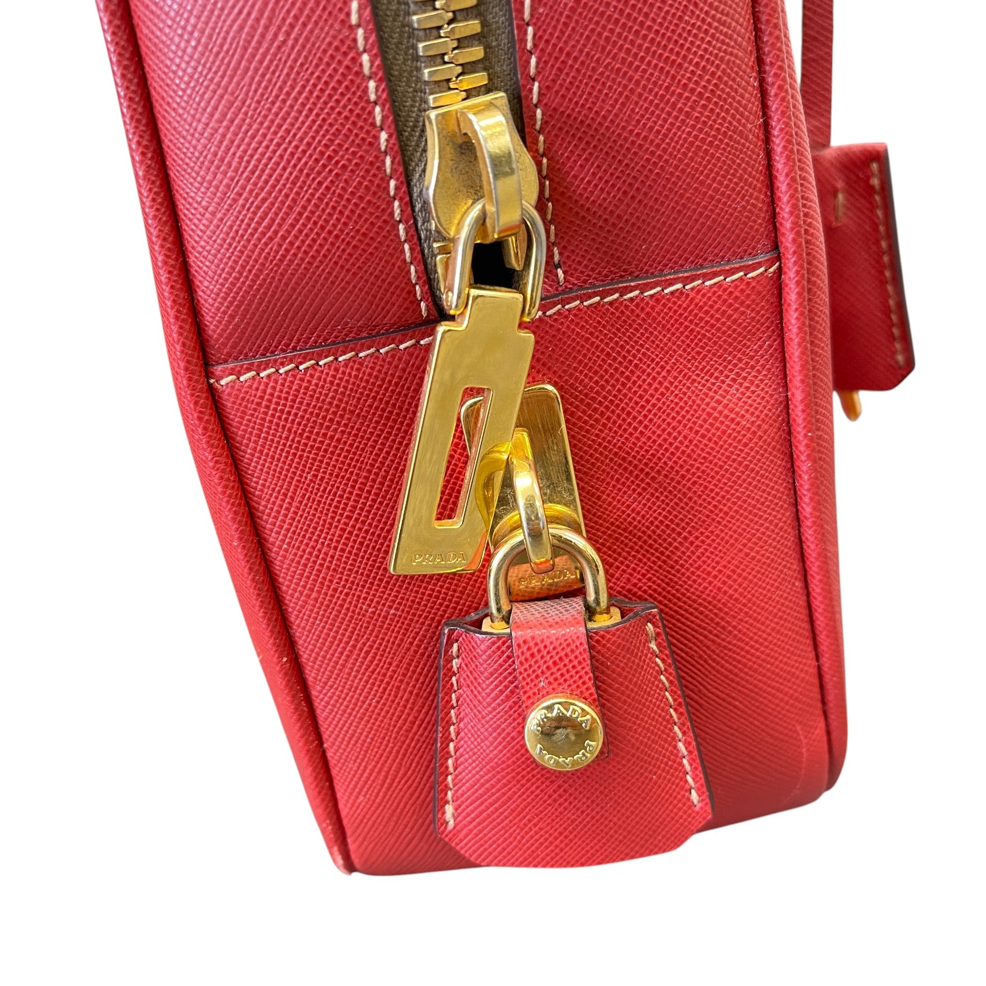 Women's Cerise Saffiano Bauletto Tote Bag Red