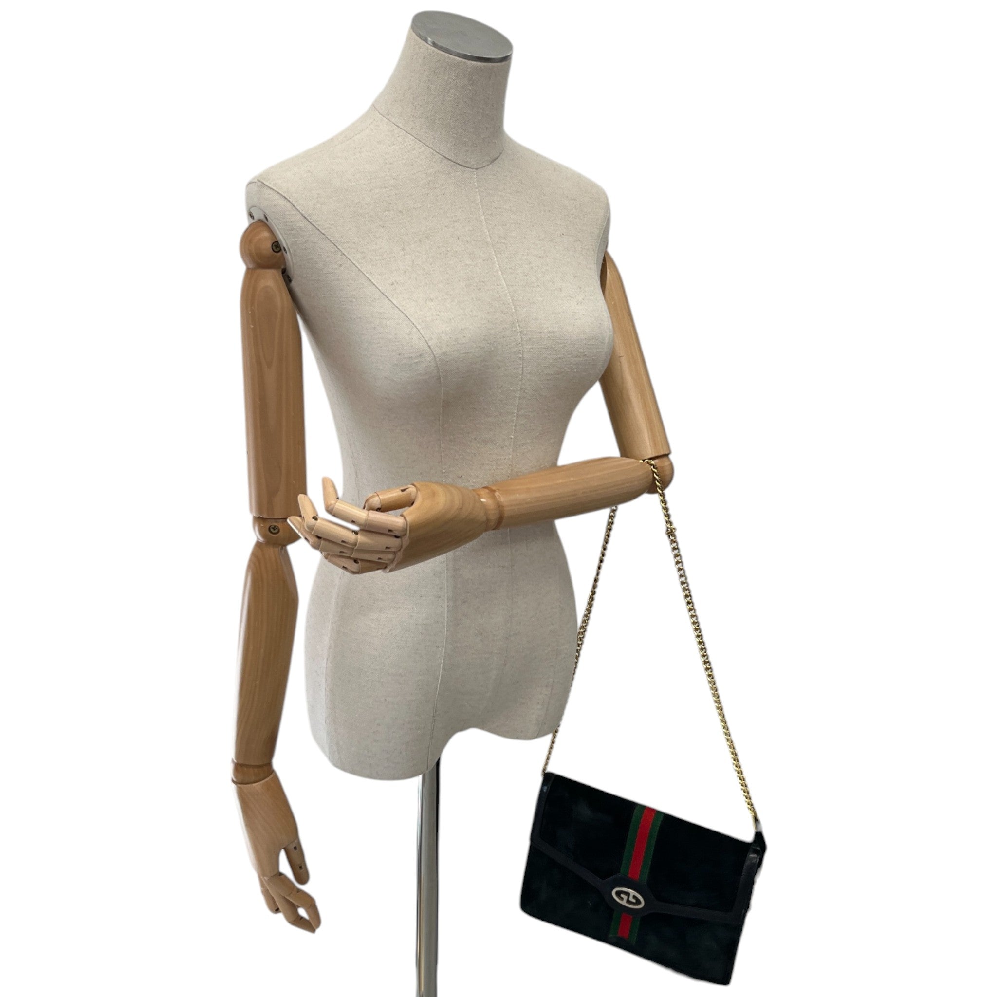 Women's Vintage Suede Web Bag Black