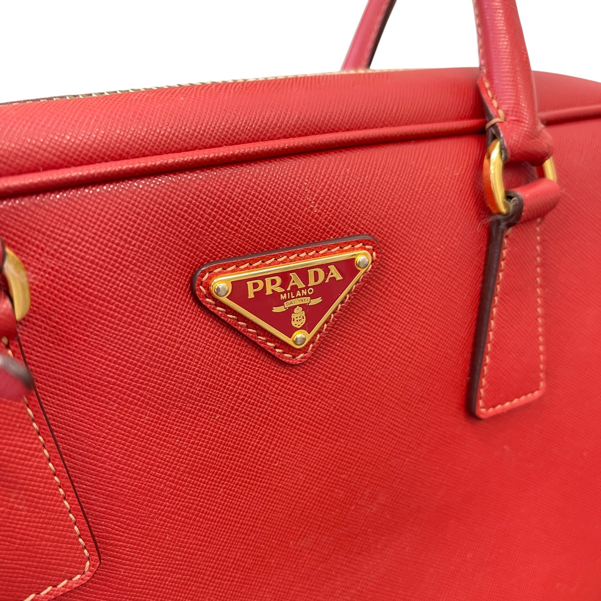 Women's Cerise Saffiano Bauletto Tote Bag Red