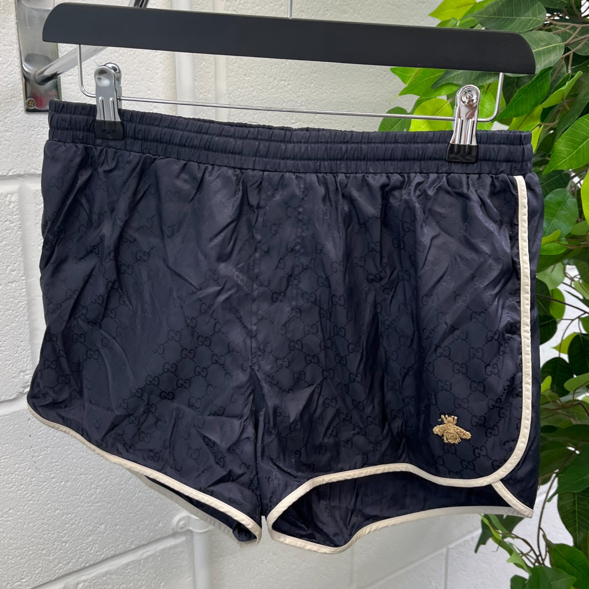 Men's Gg Embroidered Bee Swim Shorts Navy Size W28 / IT 44