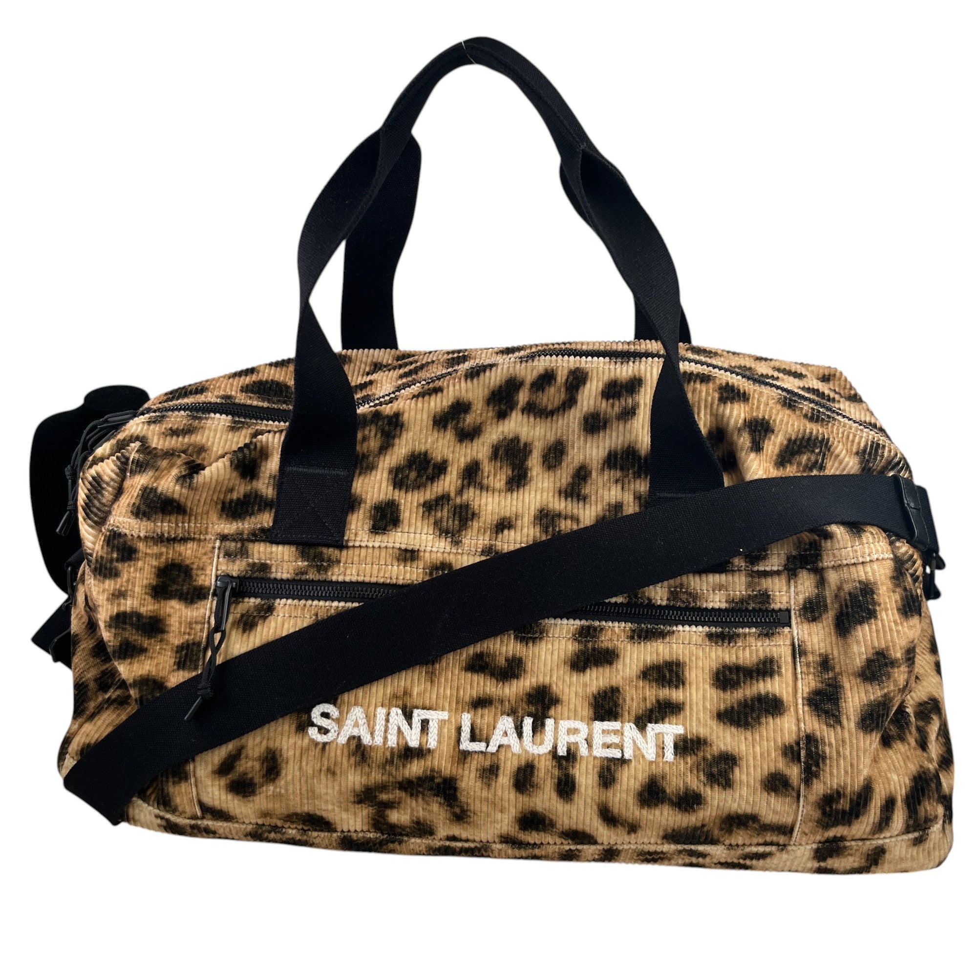 Men's Corduroy Leopard Weekend Bag Brown