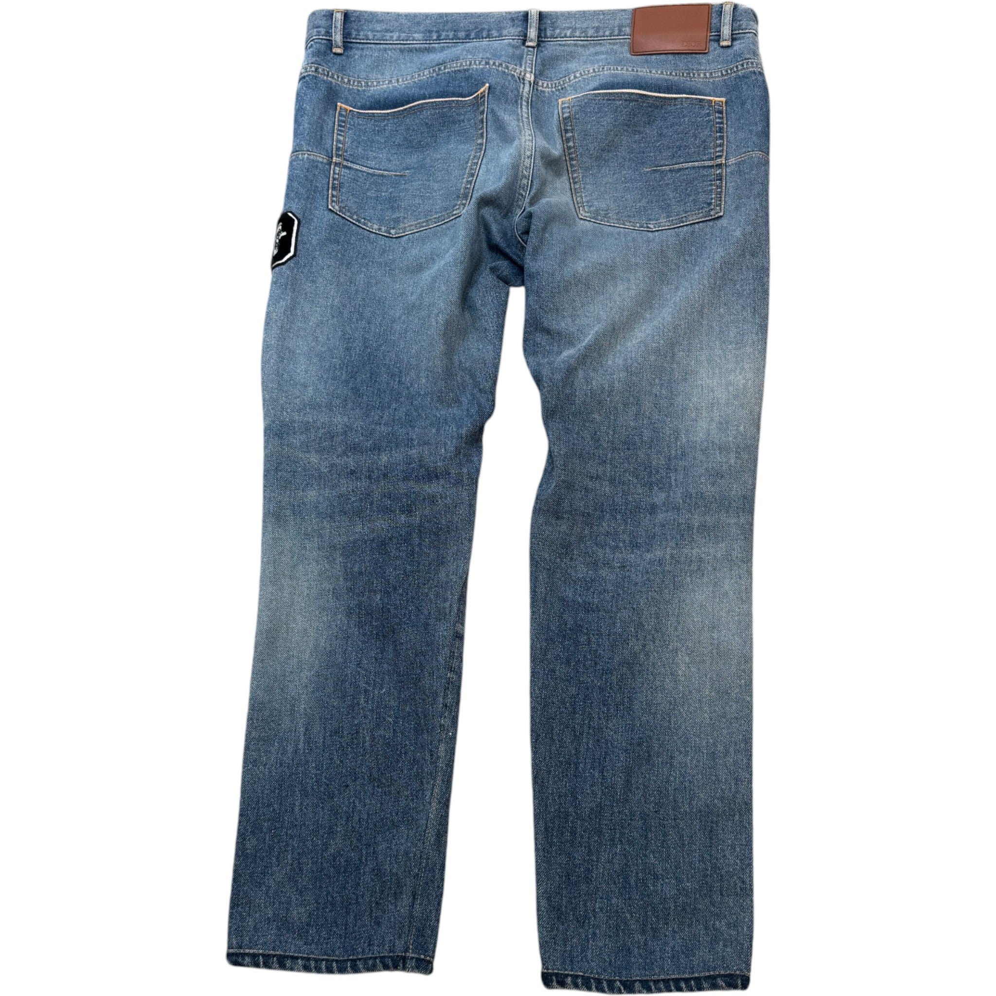 Men's Applique Logo Jeans Blue Size Waist 33"