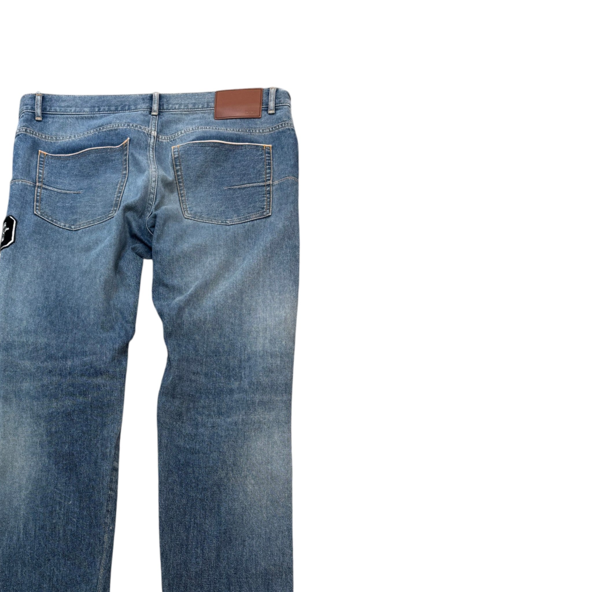 Men's Applique Logo Jeans Blue Size Waist 33"