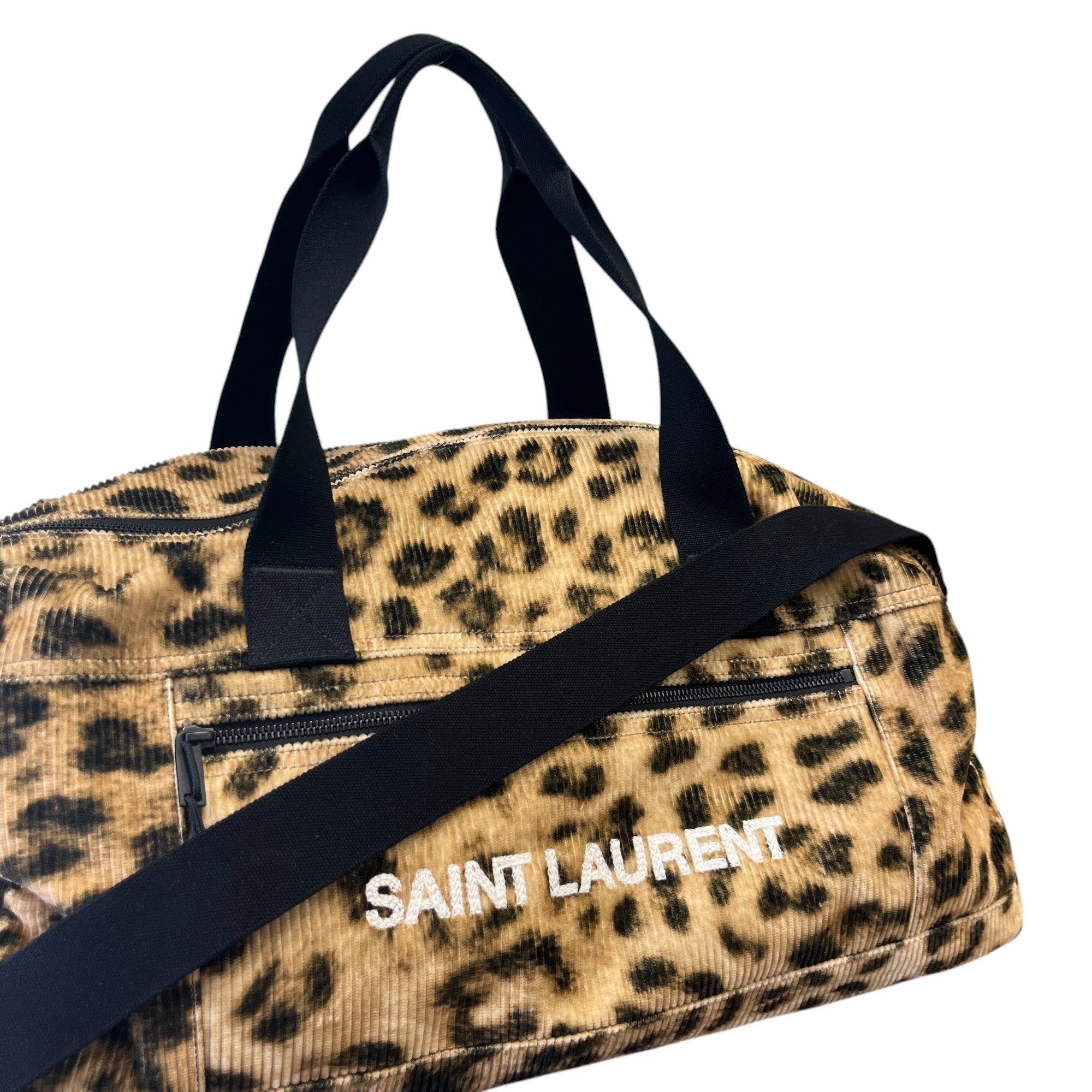 Men's Corduroy Leopard Weekend Bag Brown