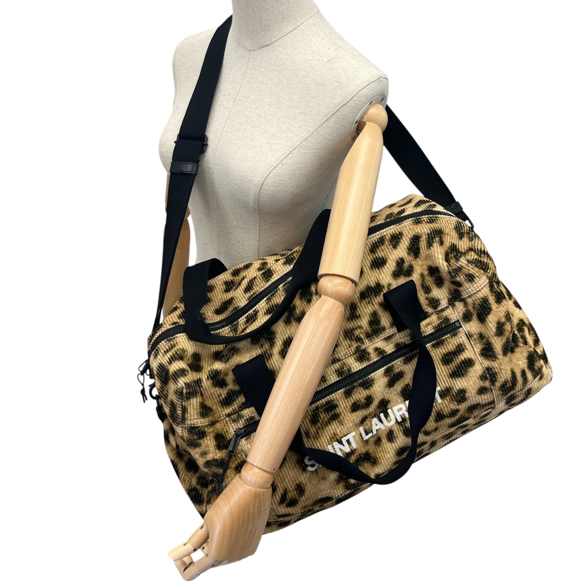 Men's Corduroy Leopard Weekend Bag Brown
