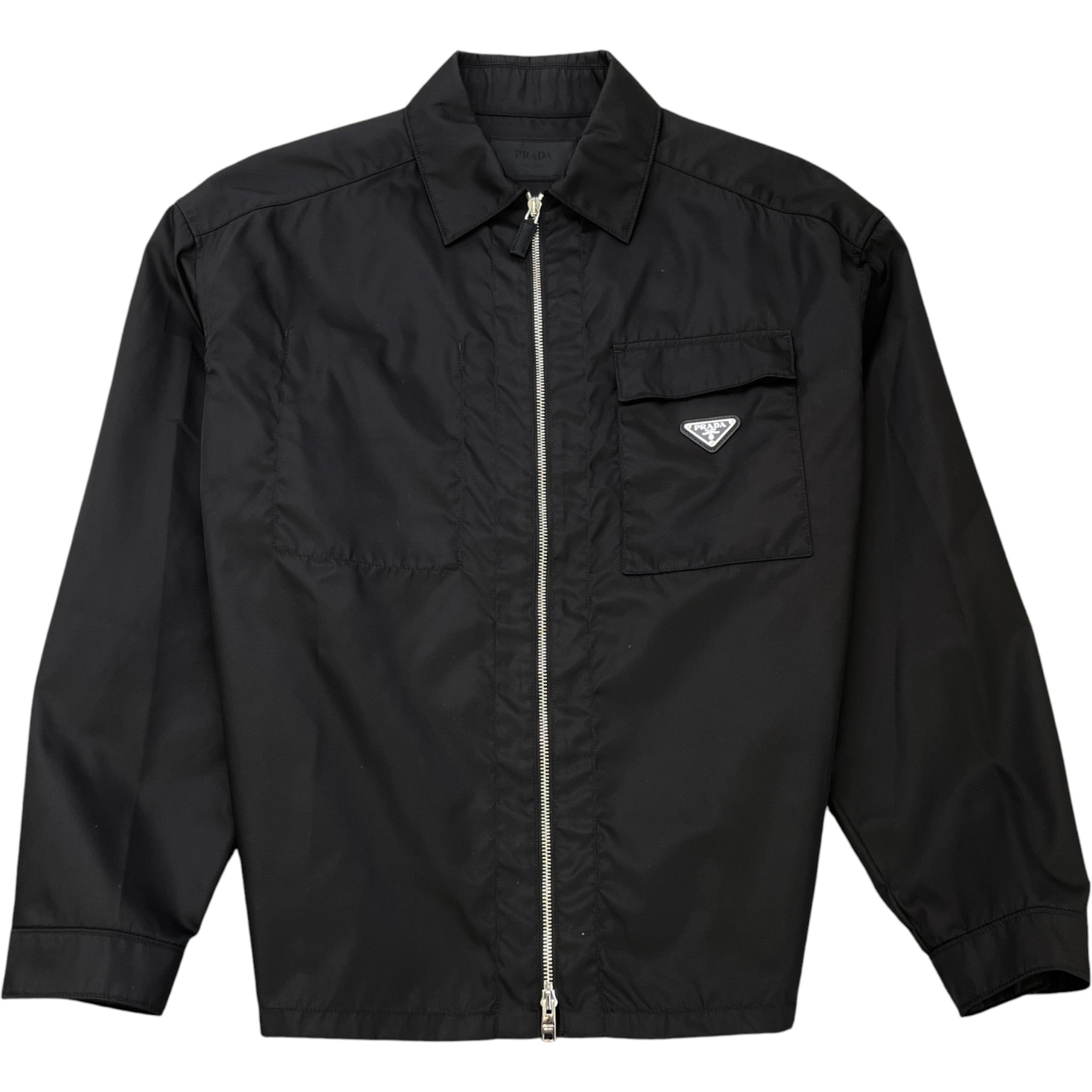 Men's Plaque Logo Re-Nylon OverShirt Black Size M