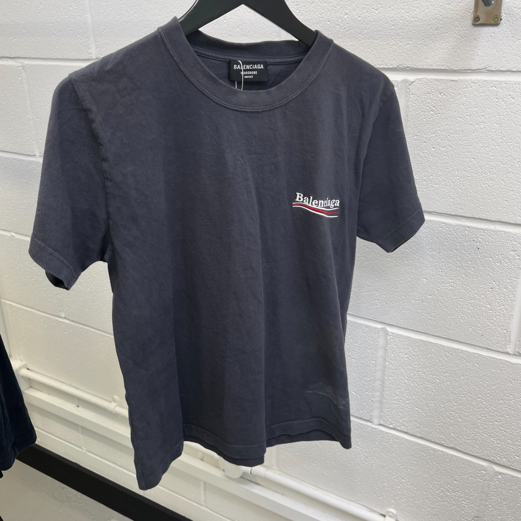 Men's Political Logo Print T-Shirt Grey Size M