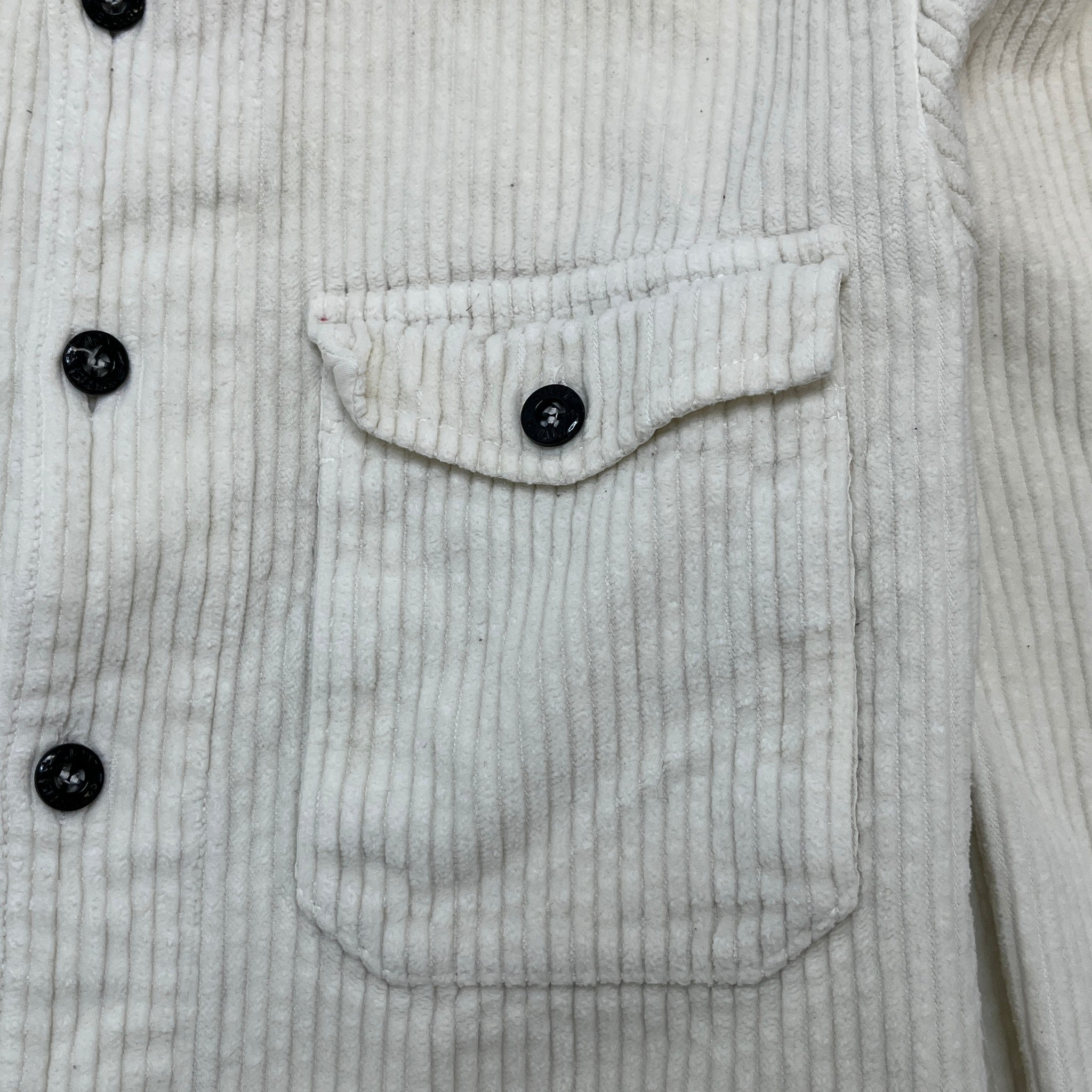 Men's Corduroy Embroidered Logo OverShirt Cream Size M