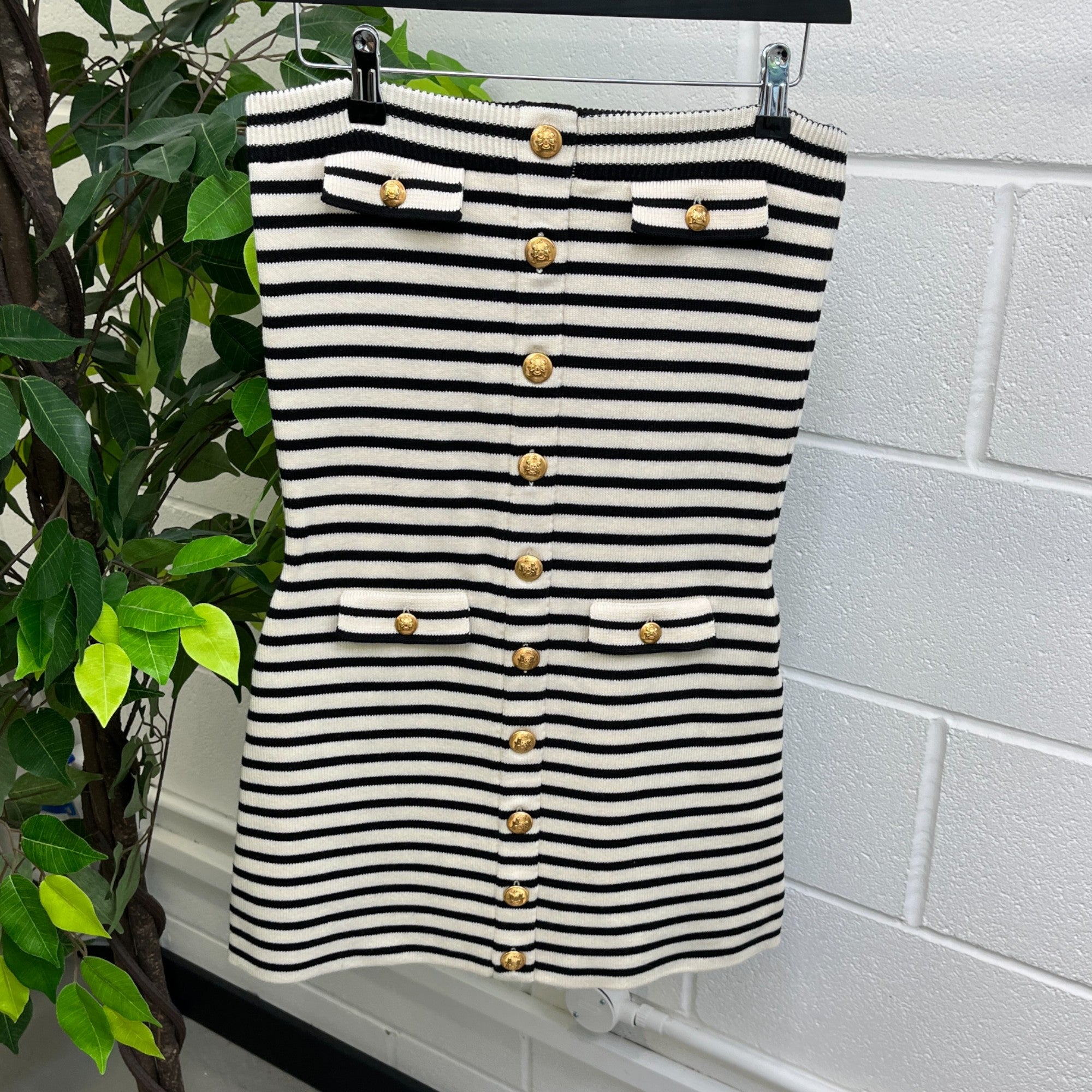 Women's Marinière Striped Knit Mini Dress Top Cream Size L