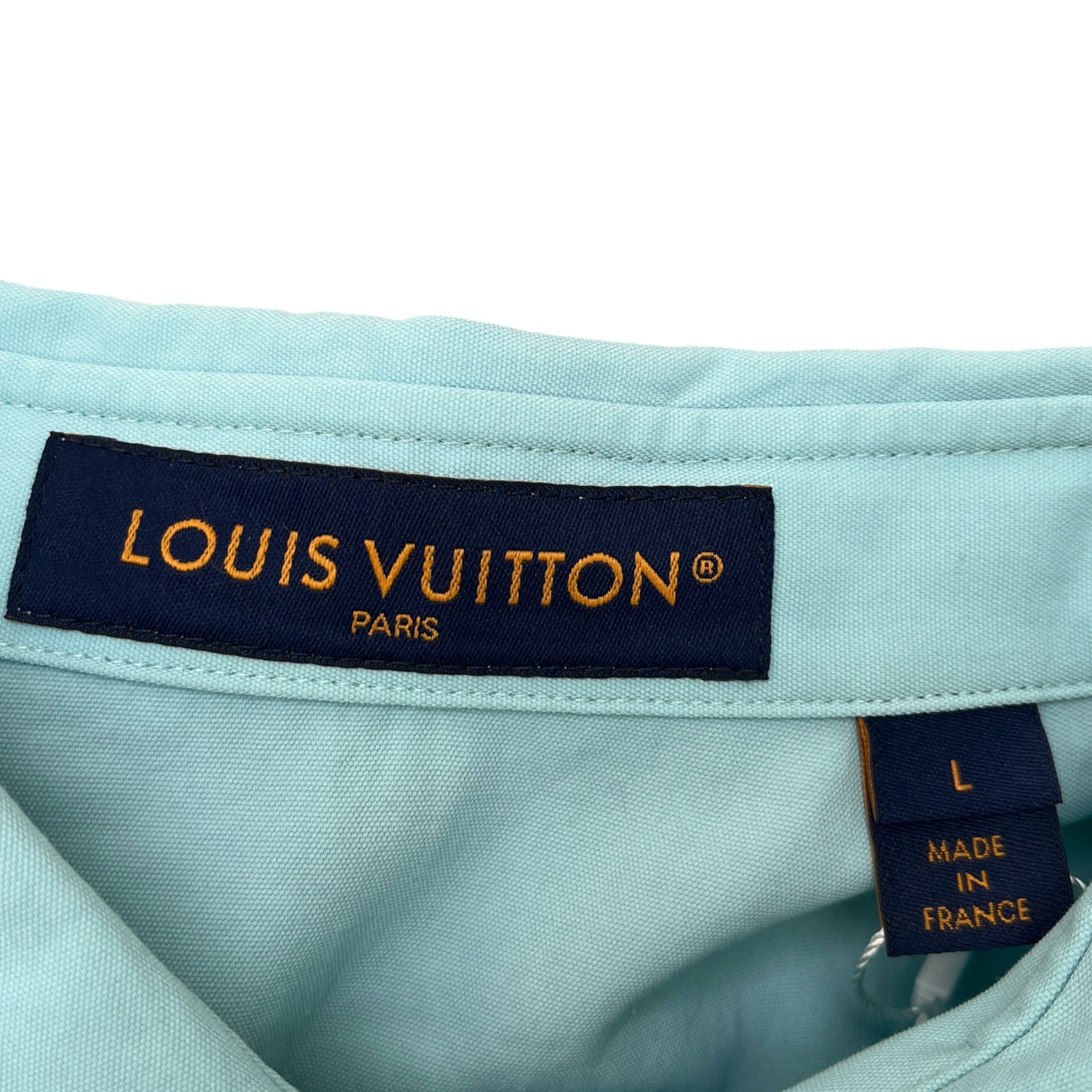 Men's Lv Splash Short Sleeve Shirt Blue Size L