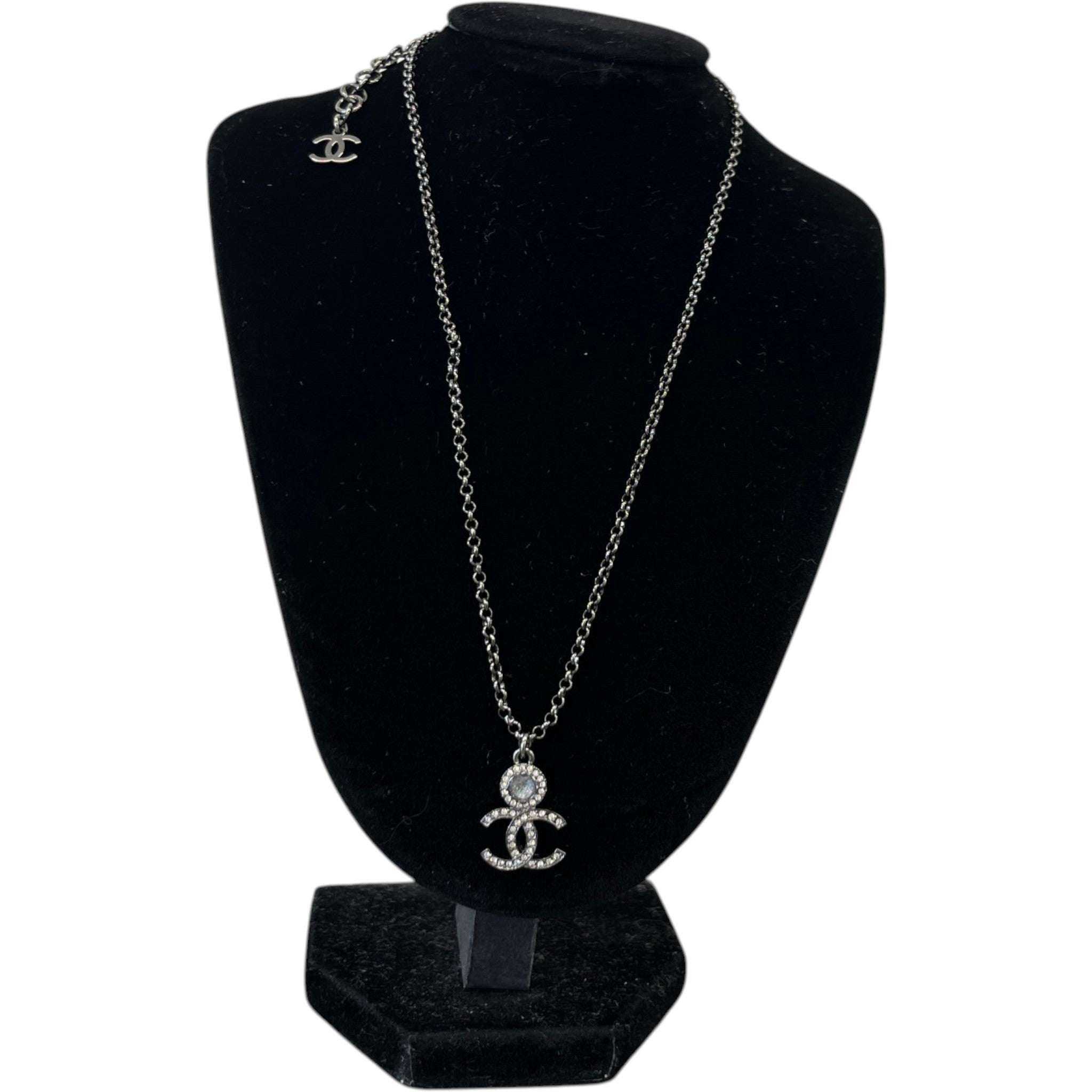 Women's Crystal Cc Pendant Necklace Silver