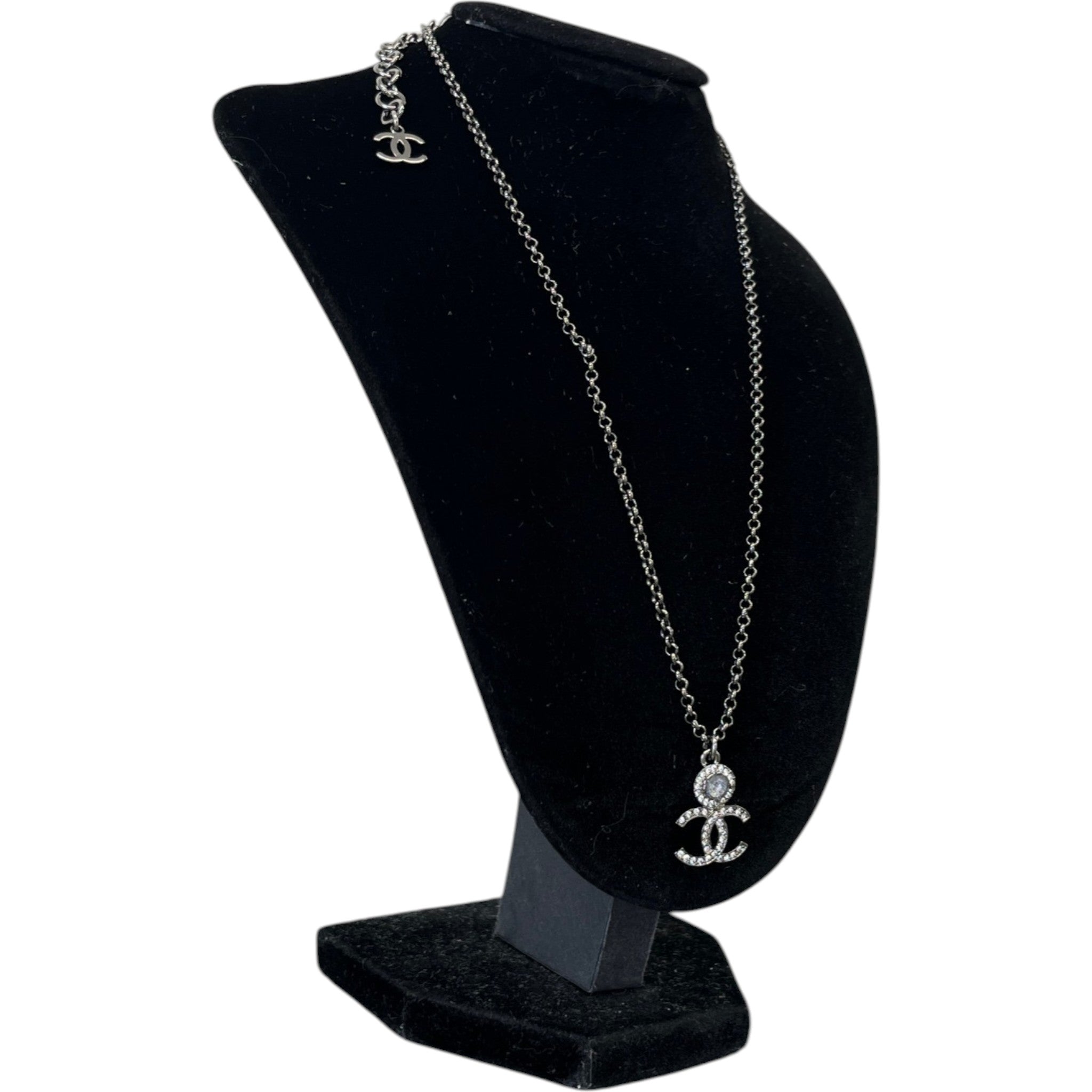 Women's Crystal Cc Pendant Necklace Silver