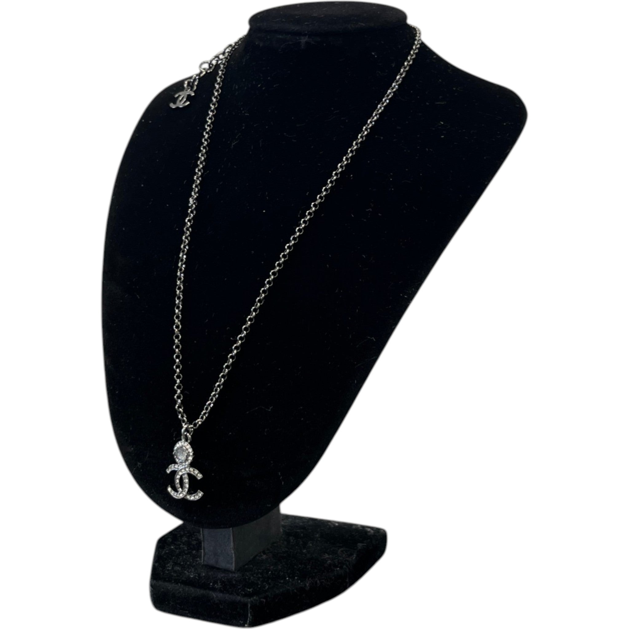 Women's Crystal Cc Pendant Necklace Silver