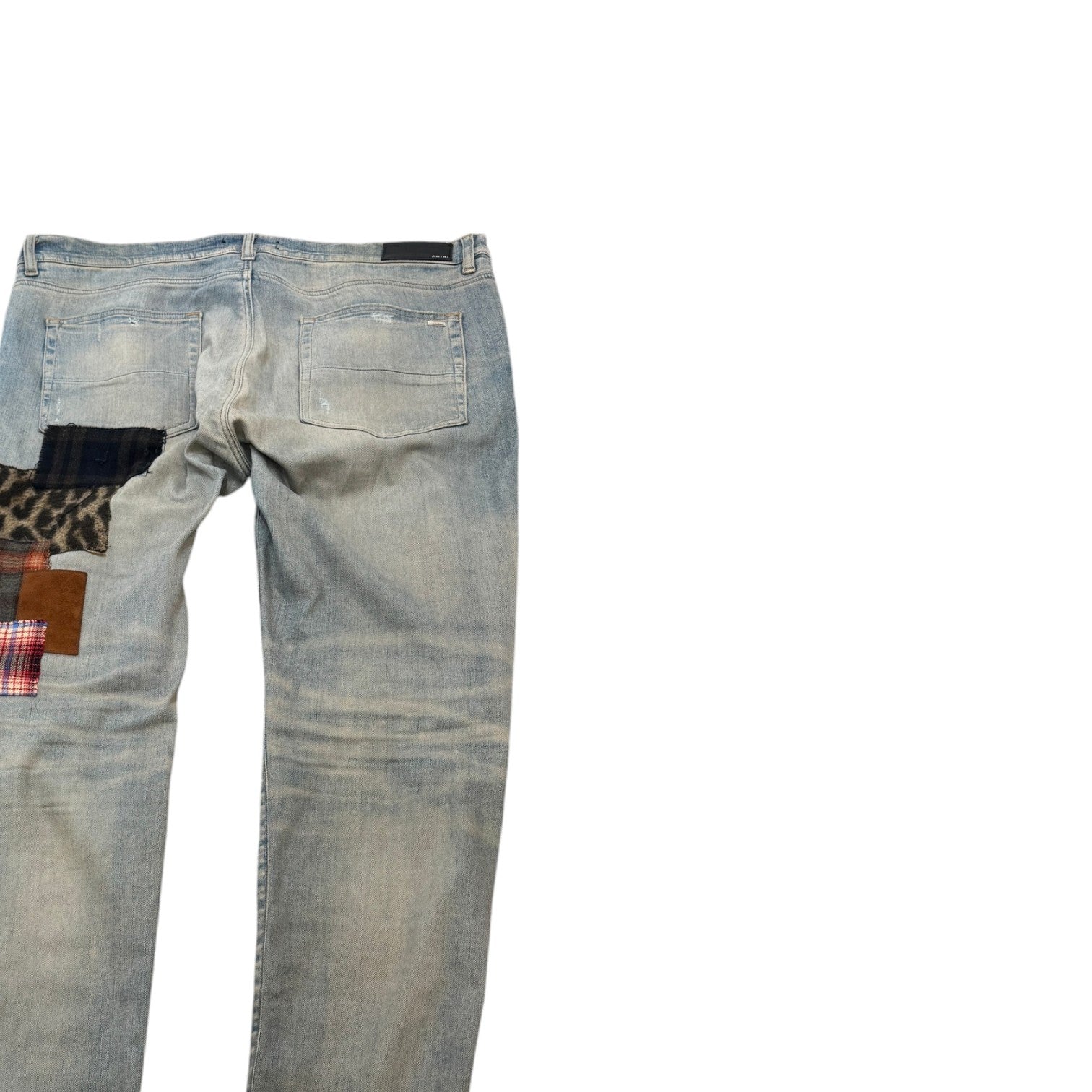 Men's Artpatch Distressed Jeans Blue Size Waist 38"
