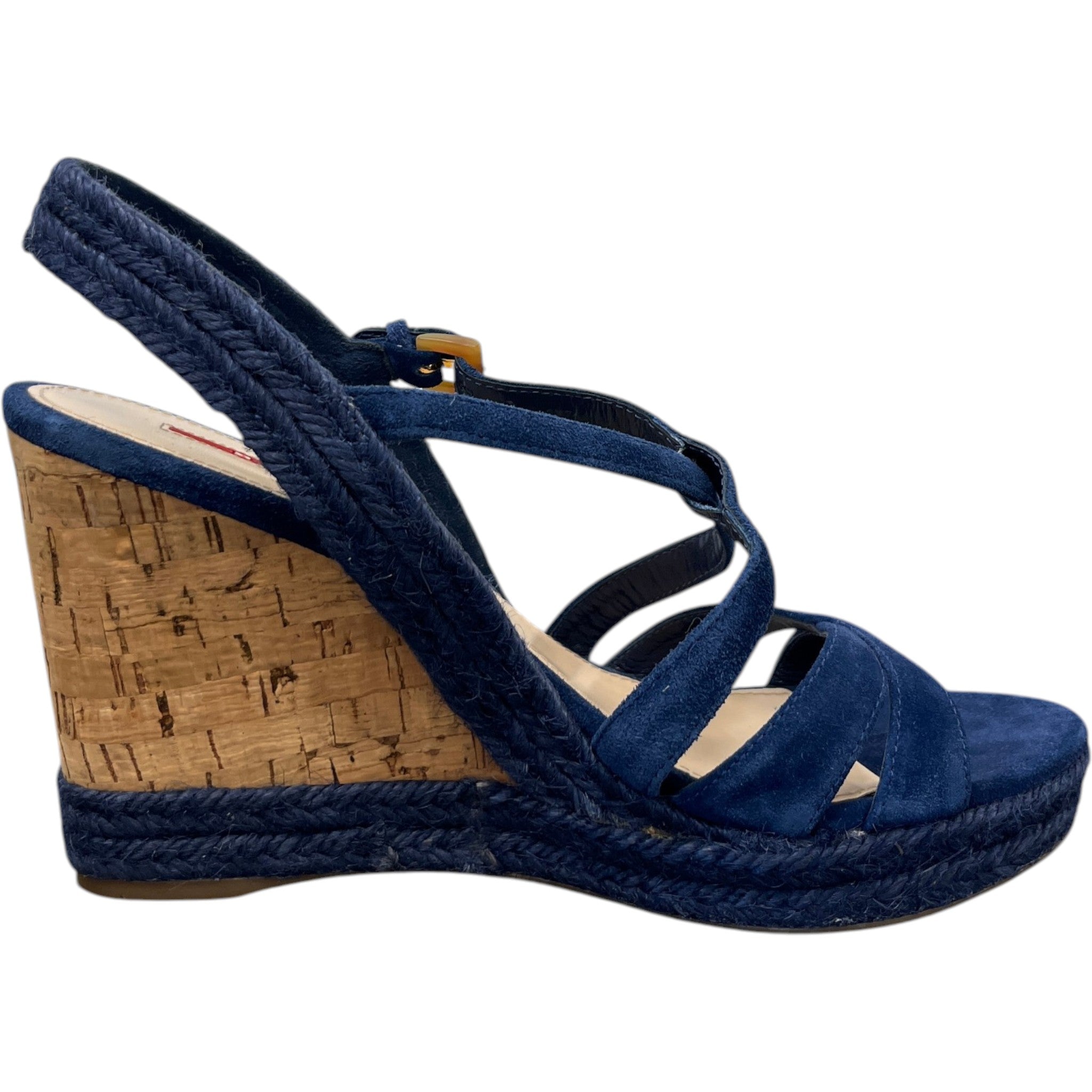 Women's Suede Straps Wedge Heels Blue Size EU 40 / UK 7
