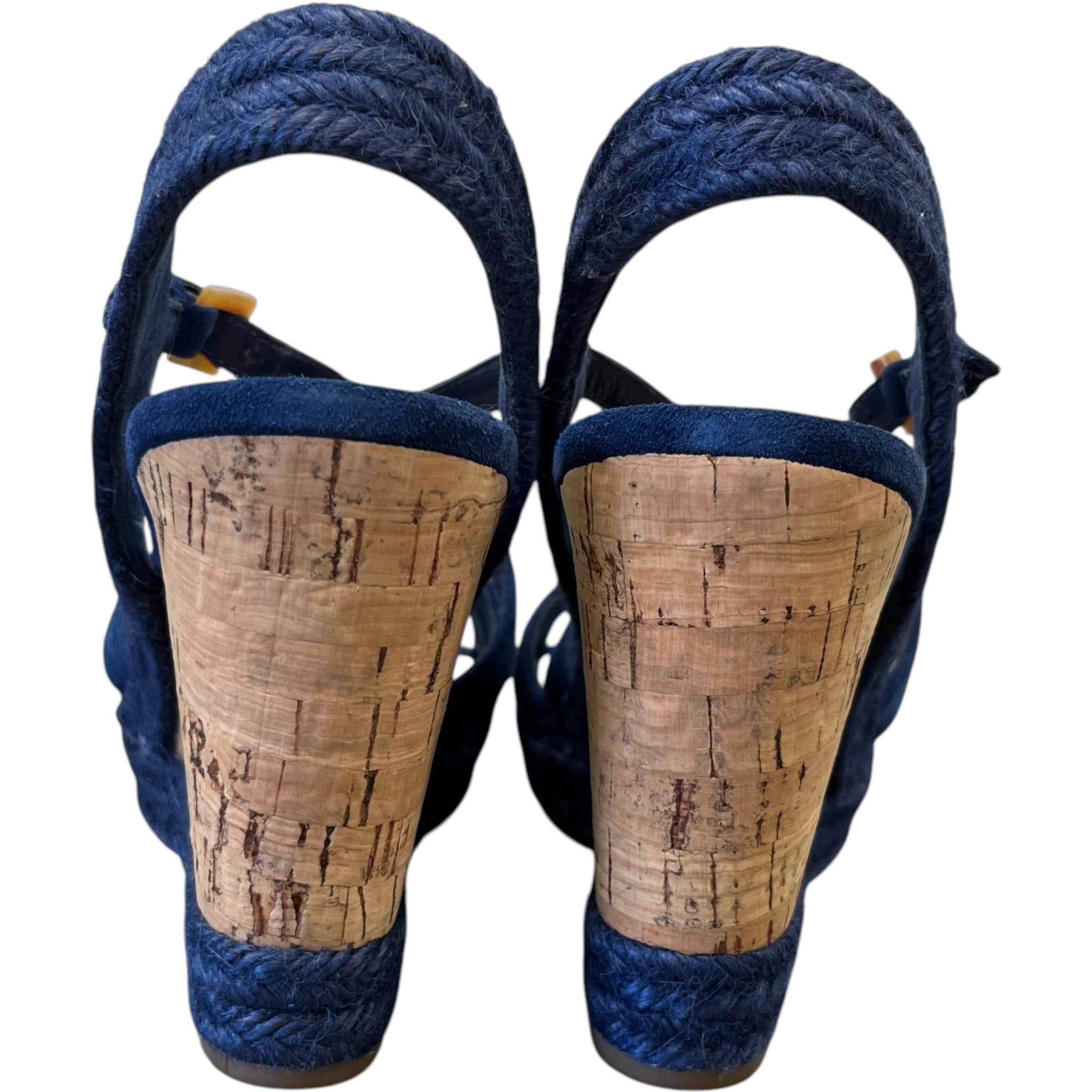 Women's Suede Straps Wedge Heels Blue Size EU 40 / UK 7