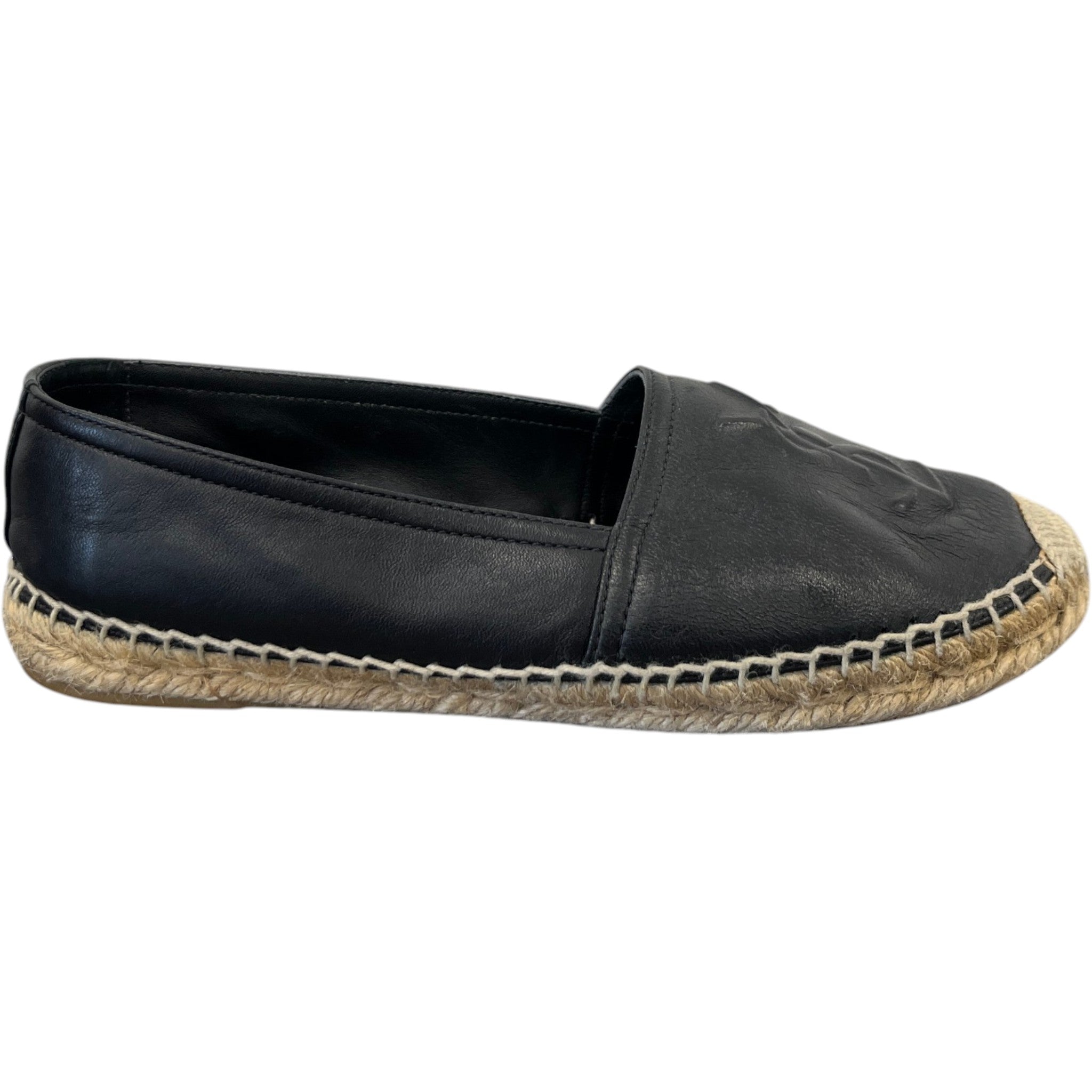 Women's Embossed Logo Espadrilles Black Size EU 35 / UK 2