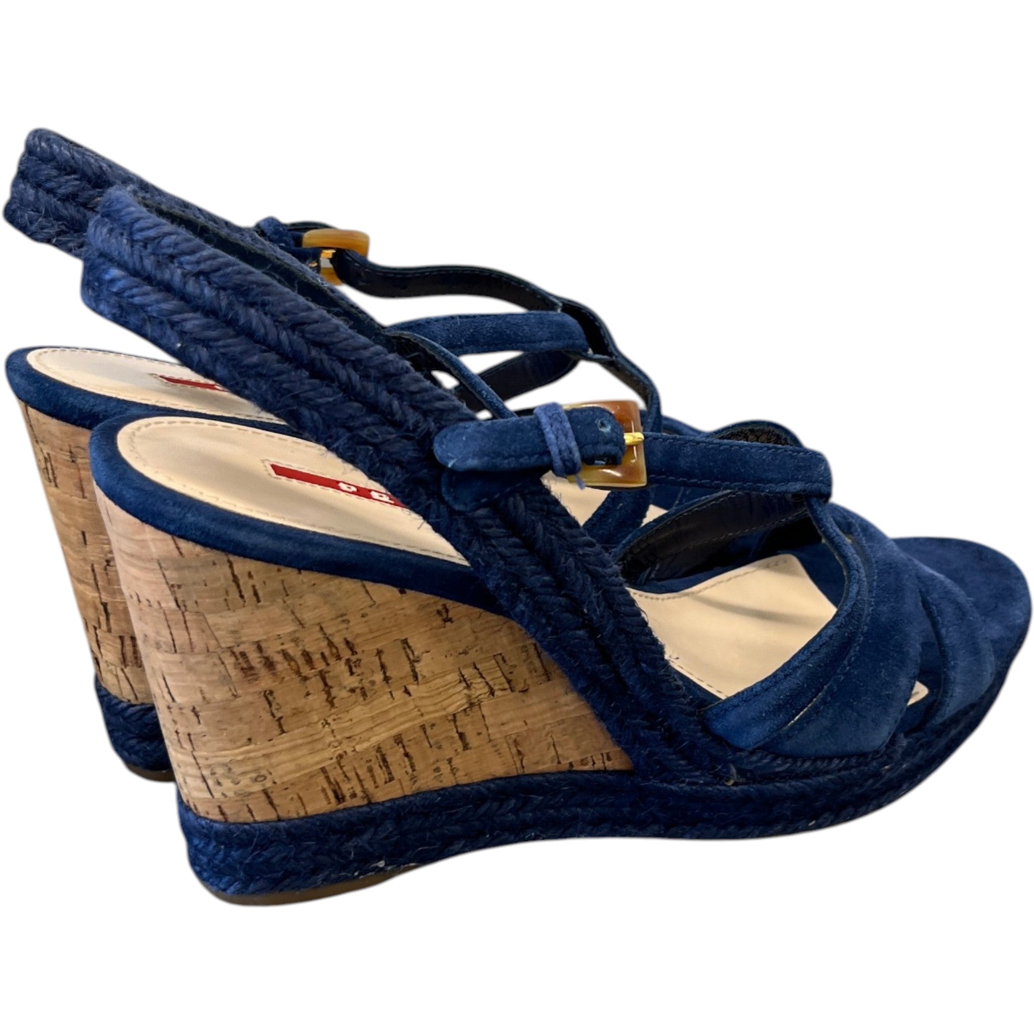 Women's Suede Straps Wedge Heels Blue Size EU 40 / UK 7