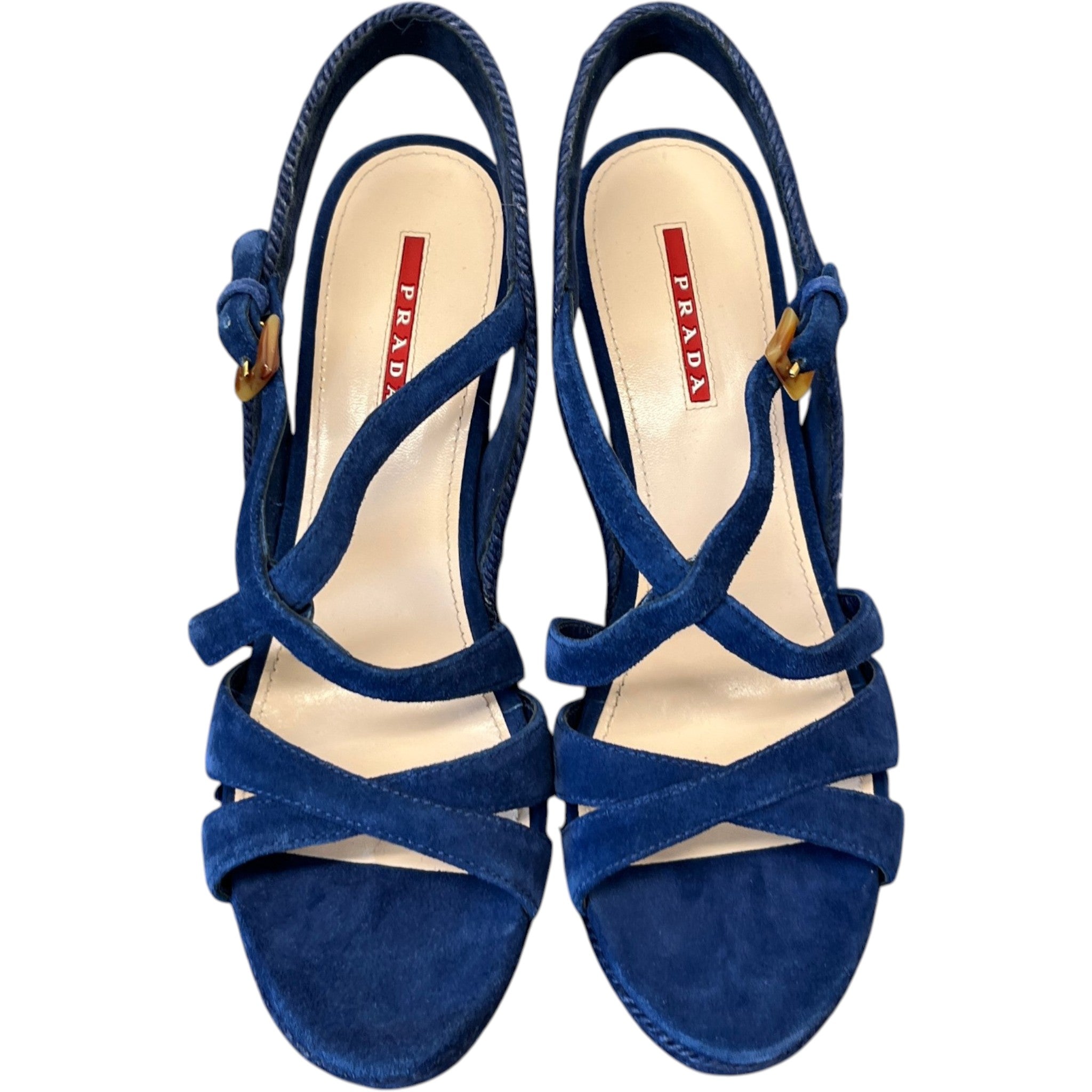 Women's Suede Straps Wedge Heels Blue Size EU 40 / UK 7