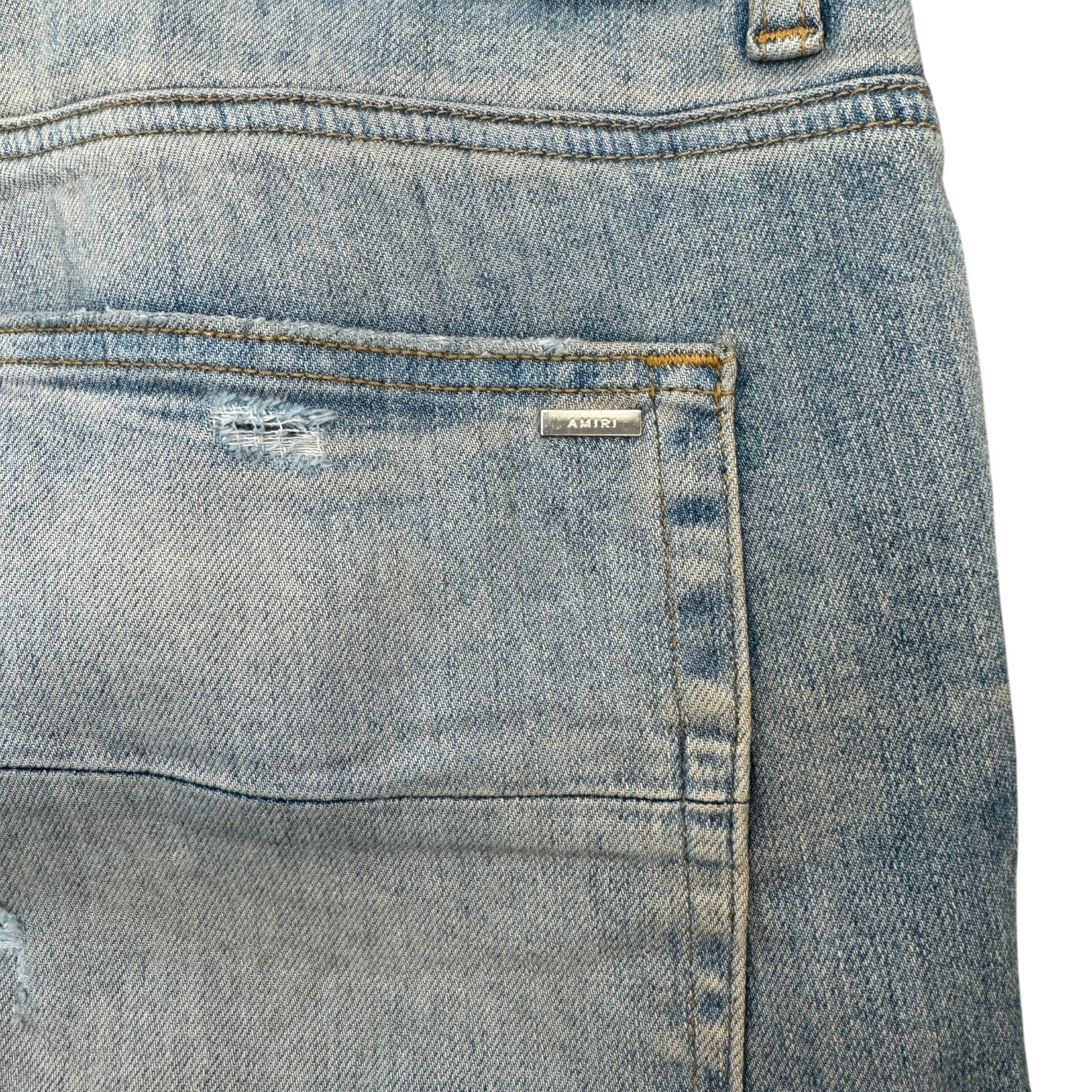 Men's Artpatch Distressed Jeans Blue Size Waist 38"