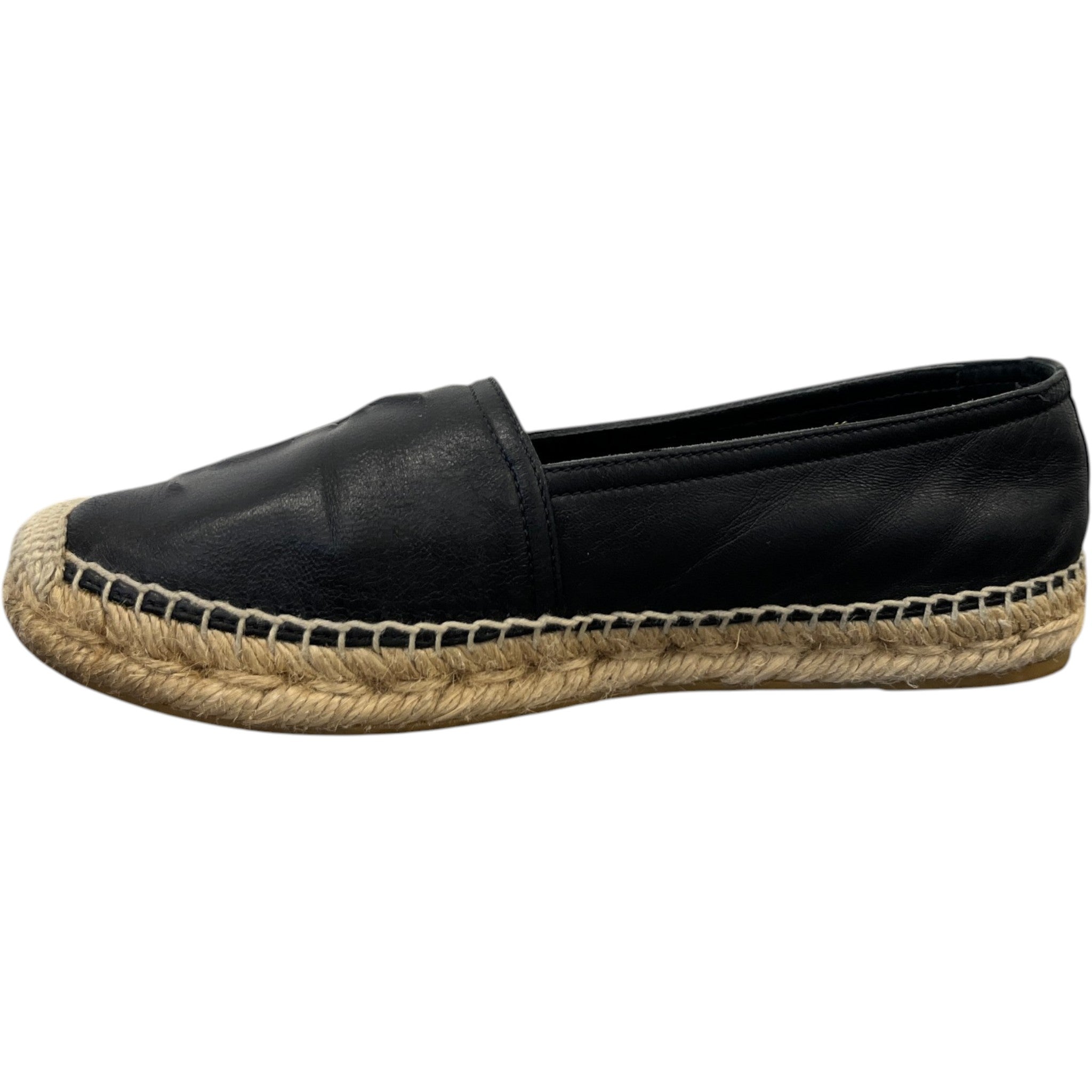 Women's Embossed Logo Espadrilles Black Size EU 35 / UK 2
