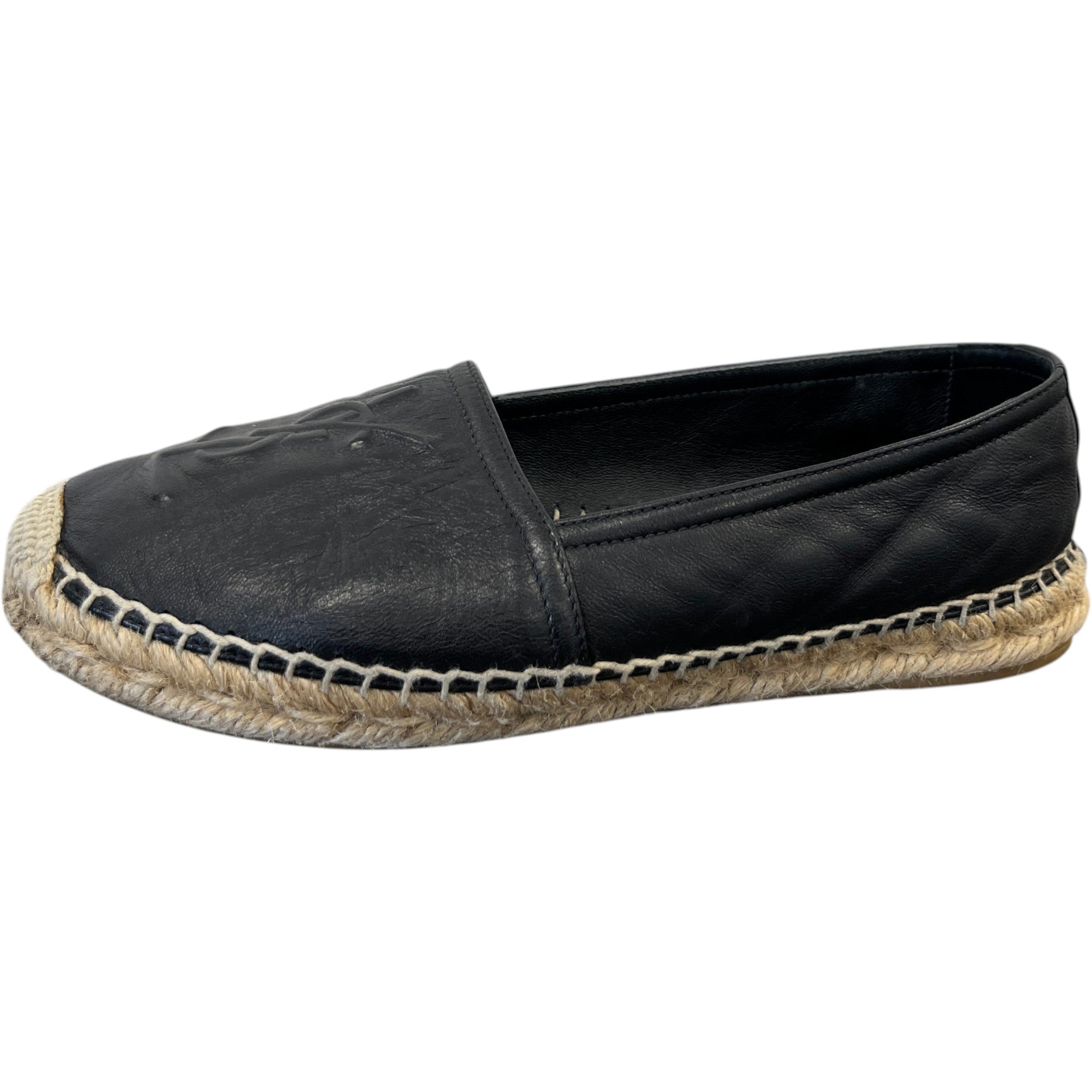 Women's Embossed Logo Espadrilles Black Size EU 35 / UK 2