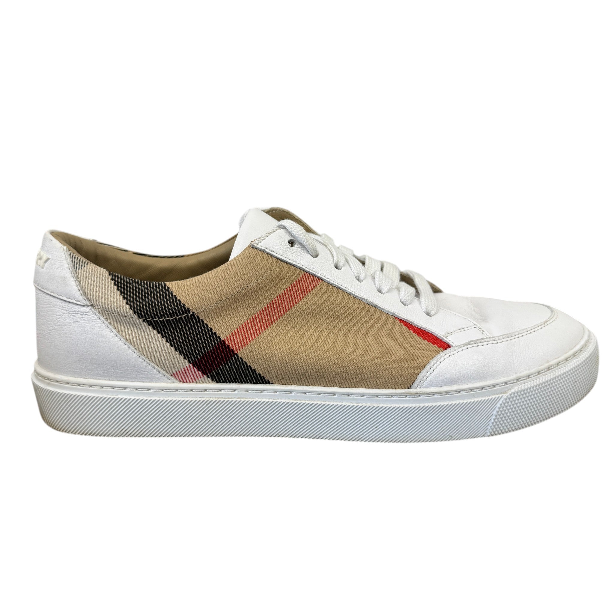 Men's Check Print Low Trainers White Size EU 39.5 / UK 5.5