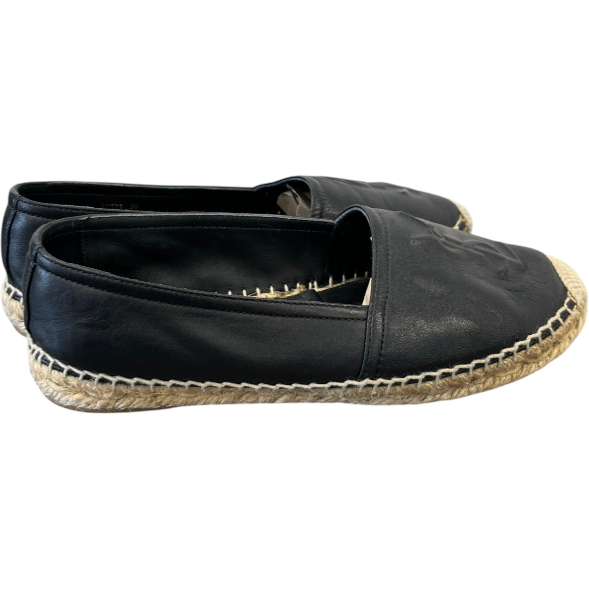 Women's Embossed Logo Espadrilles Black Size EU 35 / UK 2