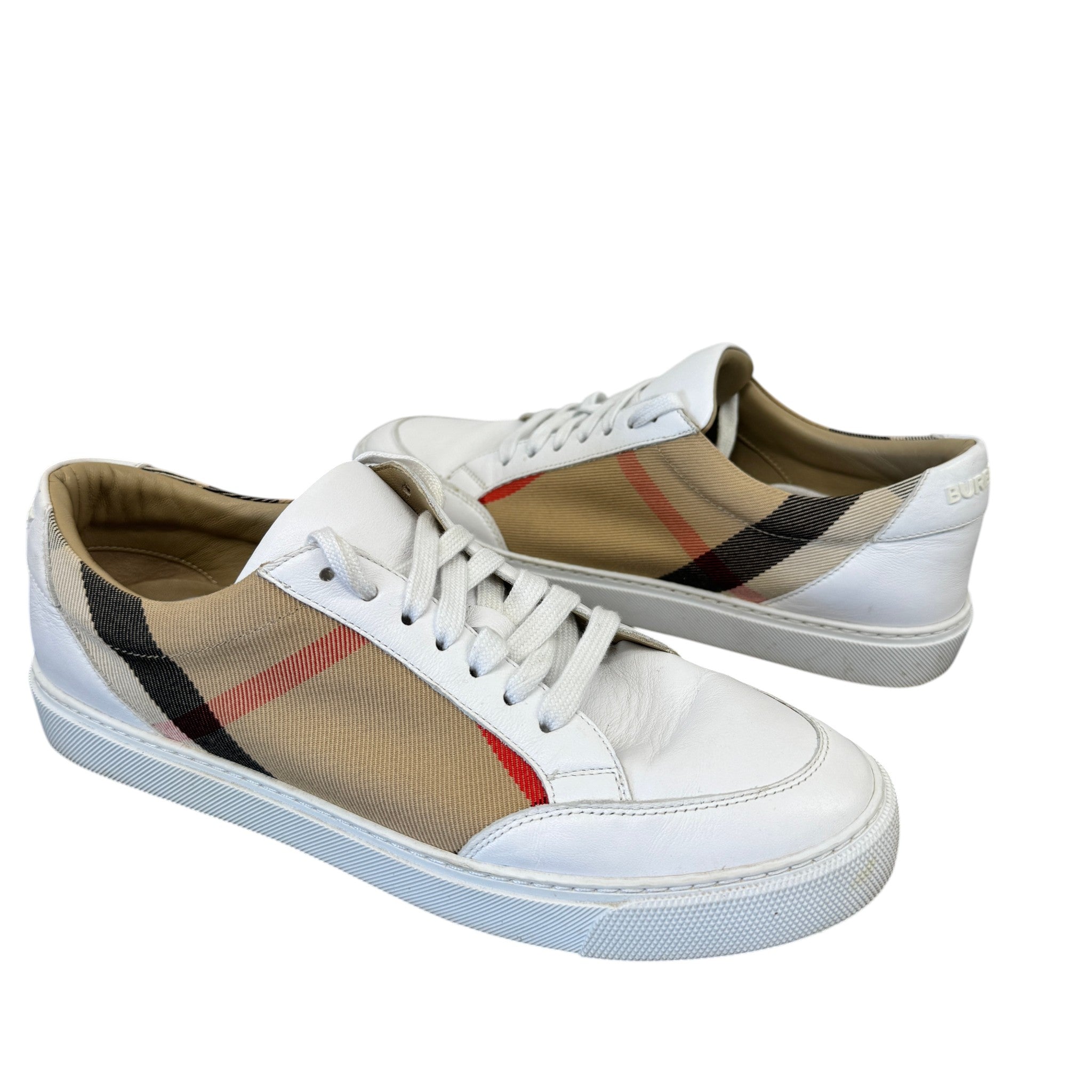 Men's Check Print Low Trainers White Size EU 39.5 / UK 5.5