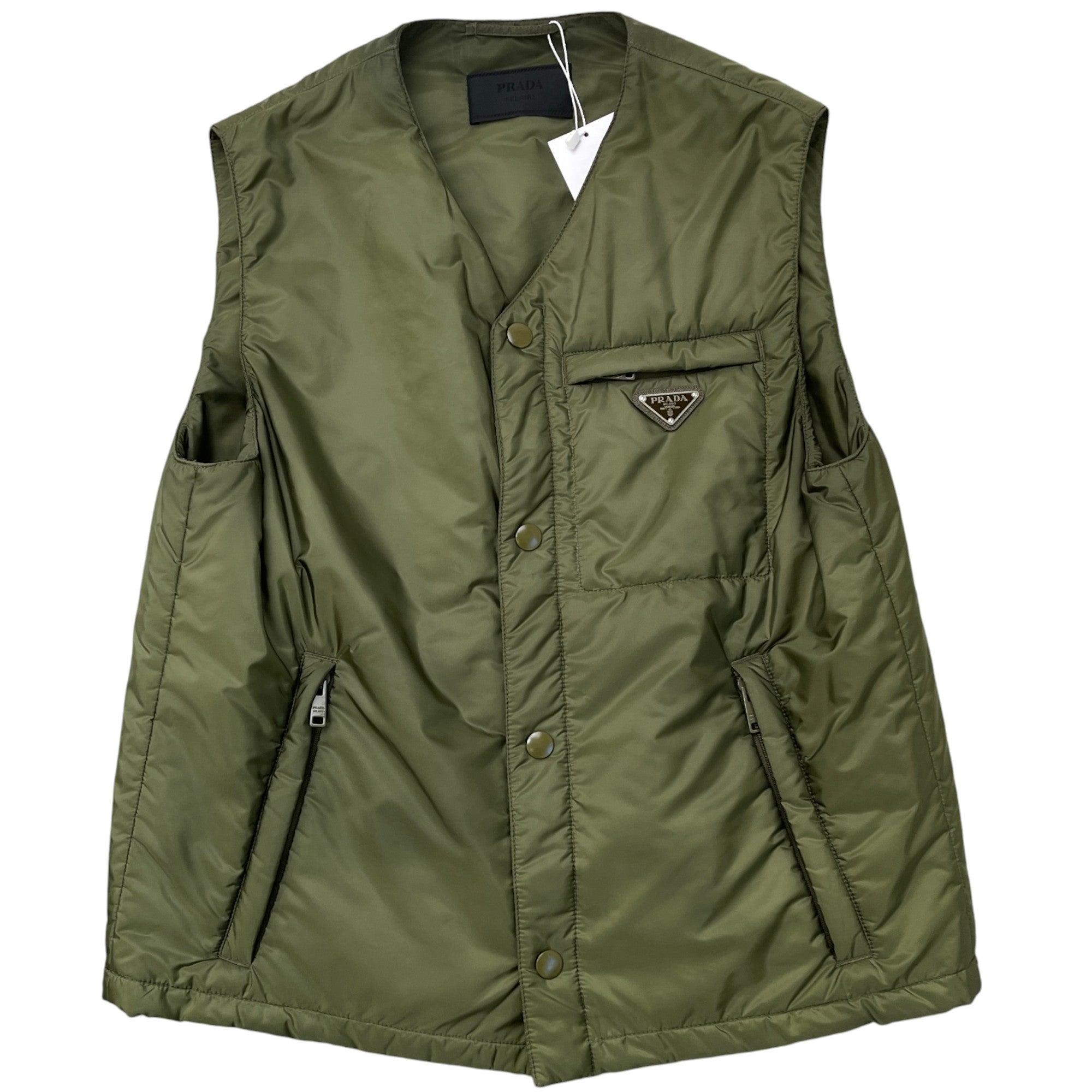 Men's Plaque Logo Gilet Khaki Size IT 46 / S