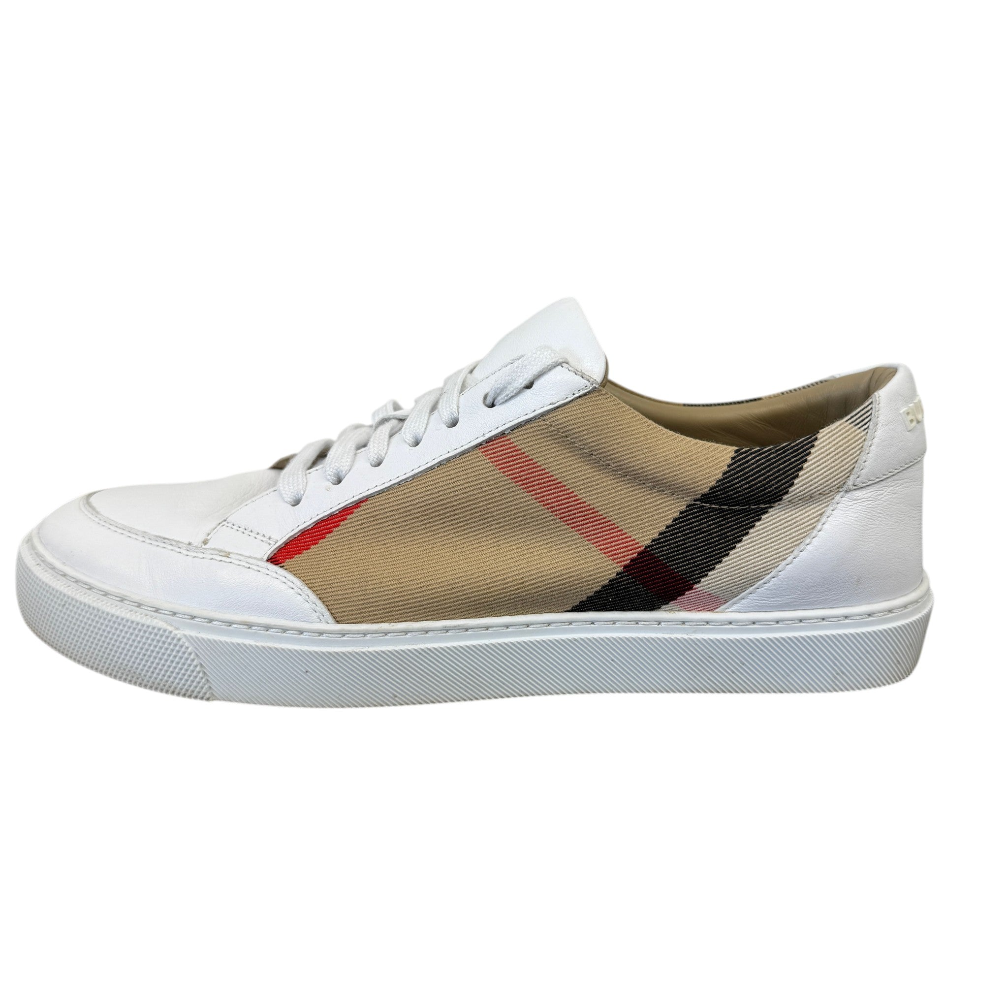 Men's Check Print Low Trainers White Size EU 39.5 / UK 5.5