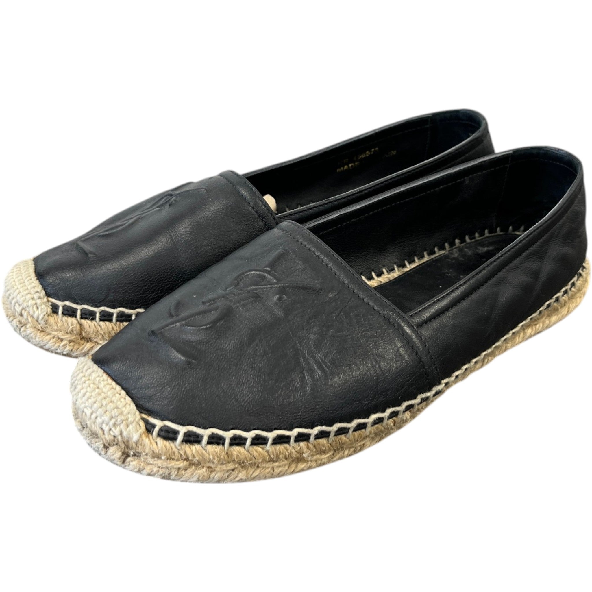 Women's Embossed Logo Espadrilles Black Size EU 35 / UK 2