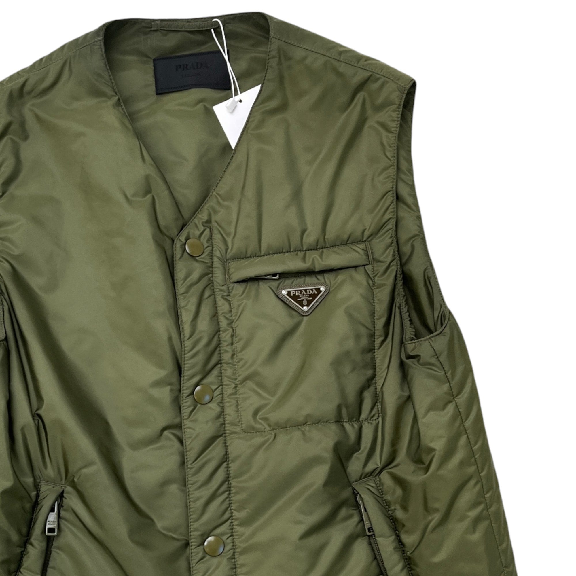 Men's Plaque Logo Gilet Khaki Size IT 46 / S