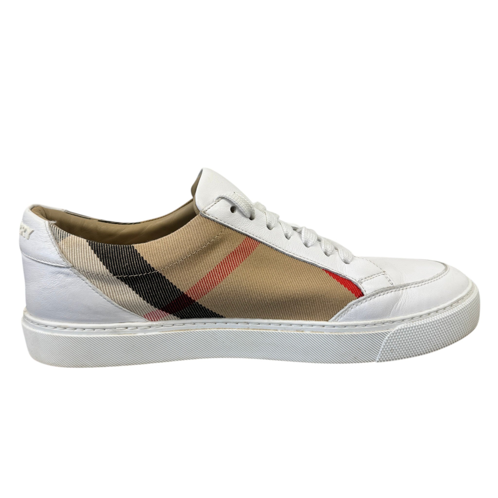 Men's Check Print Low Trainers White Size EU 39.5 / UK 5.5