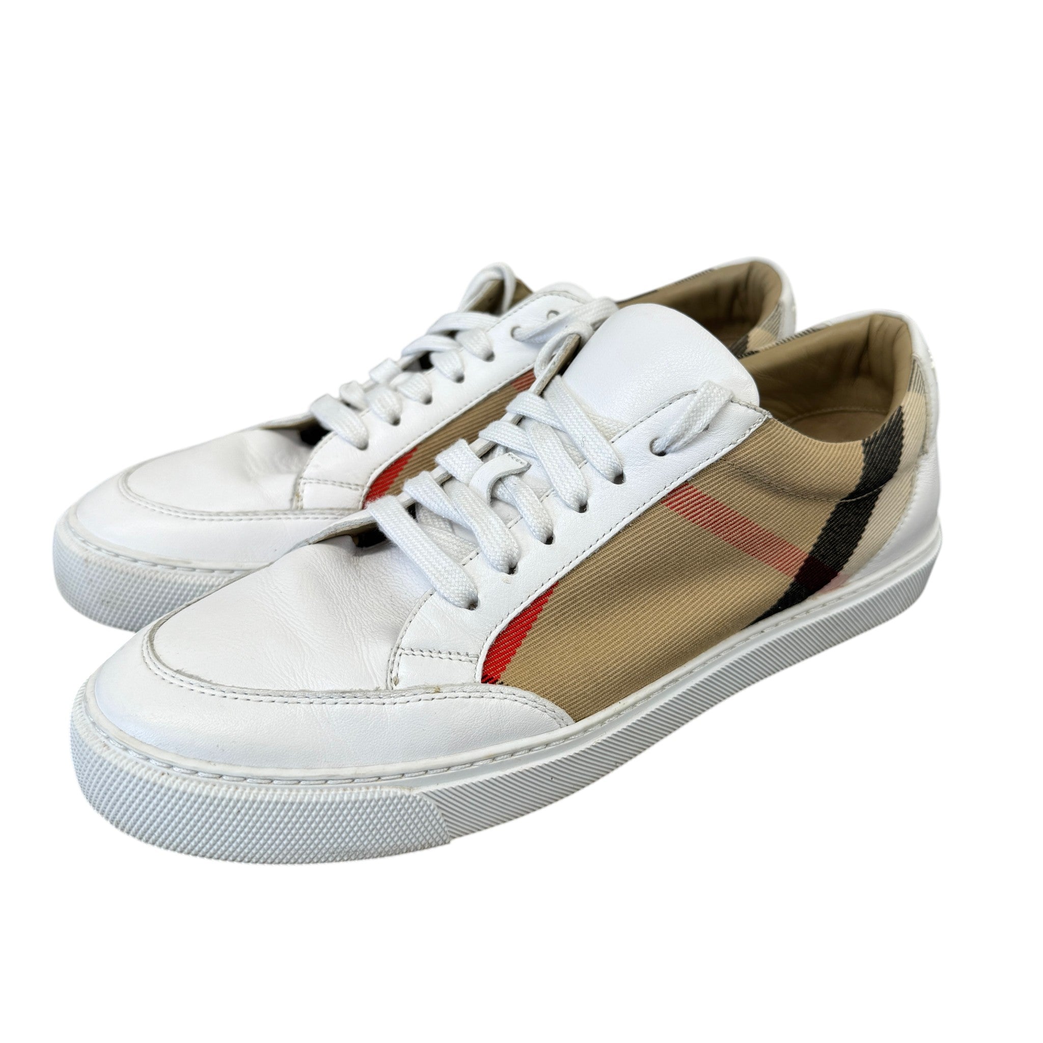 Men's Check Print Low Trainers White Size EU 39.5 / UK 5.5