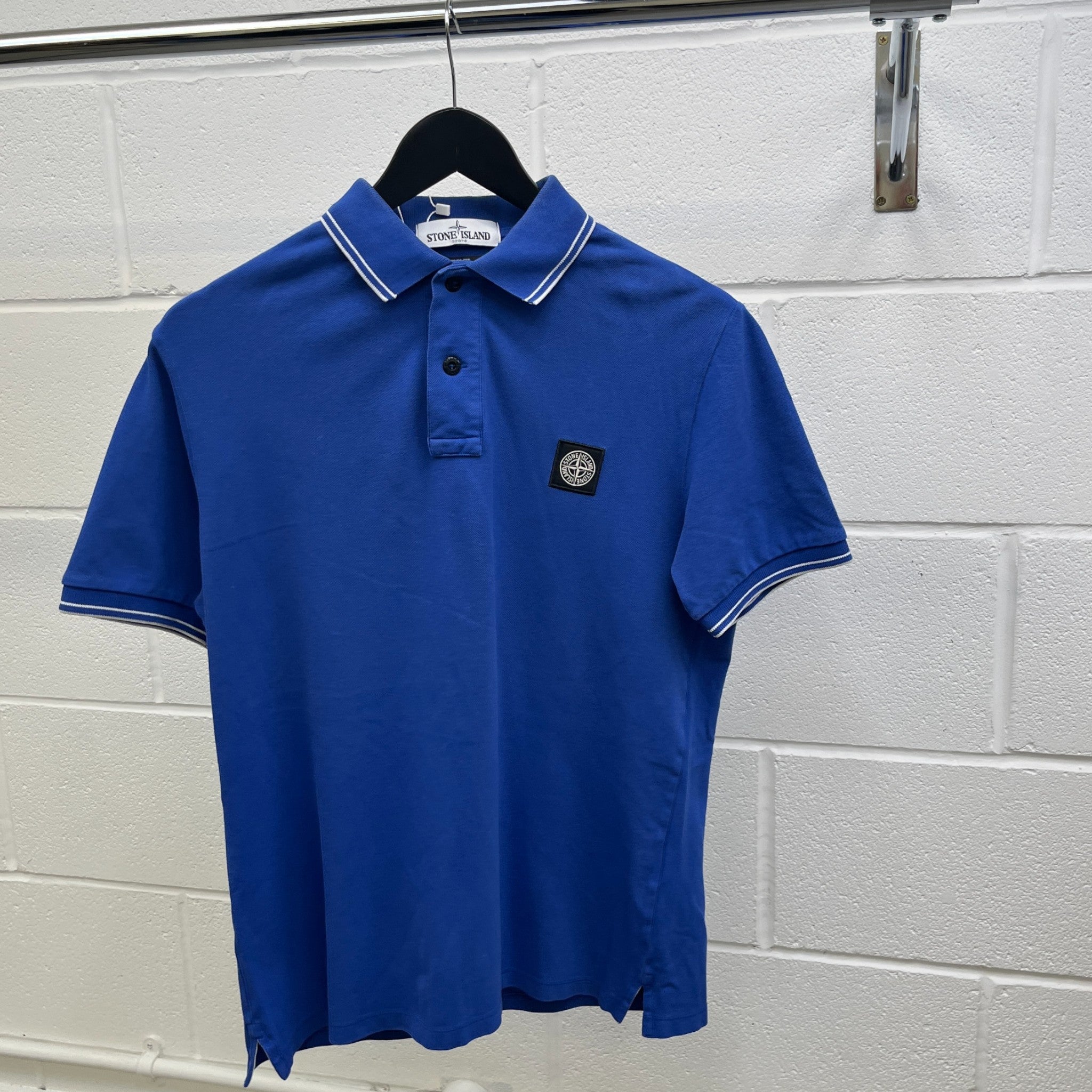 Men's Embroidered Logo Polo Shirt Blue Size M