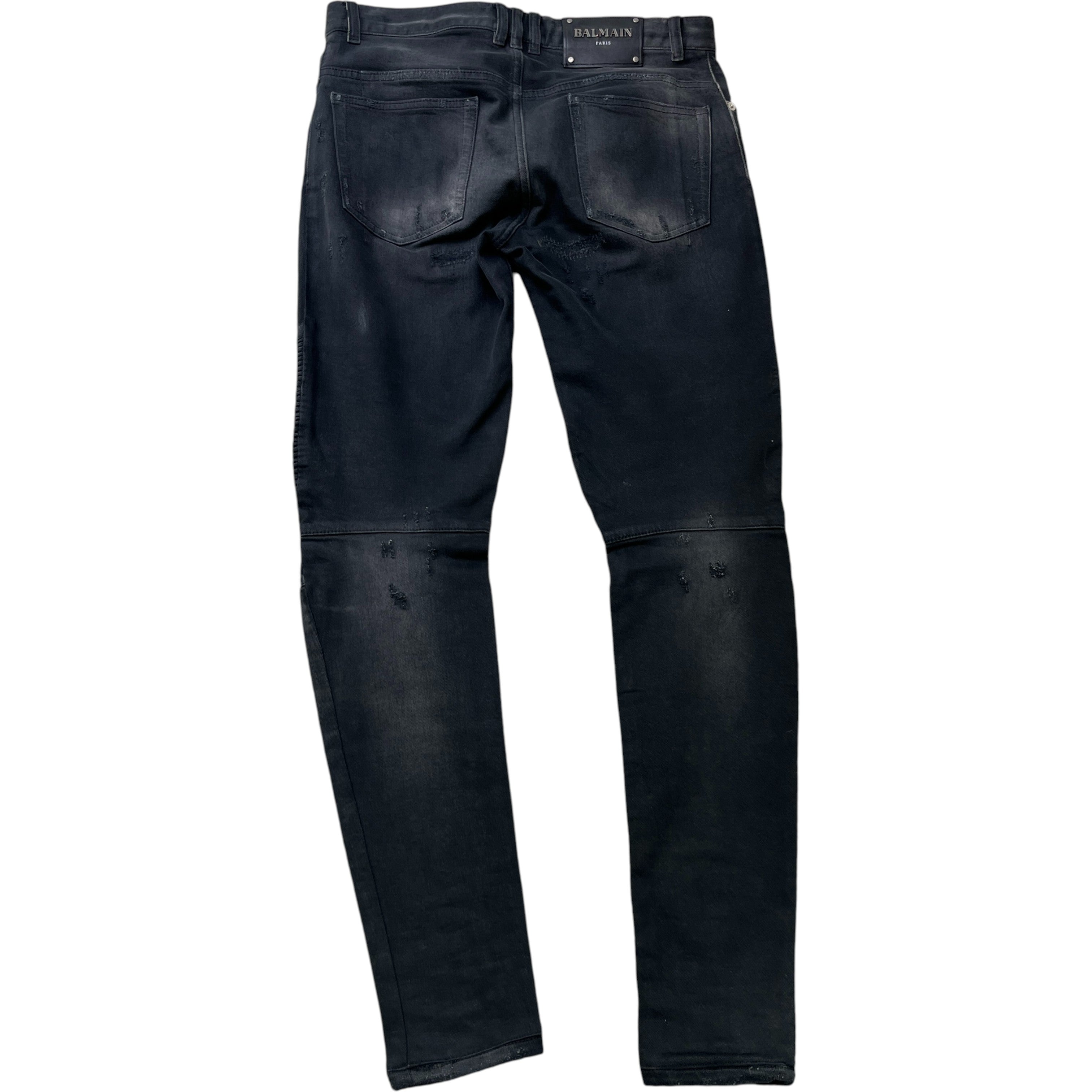 Men's Distressed Biker Jeans Black Size Waist 30"