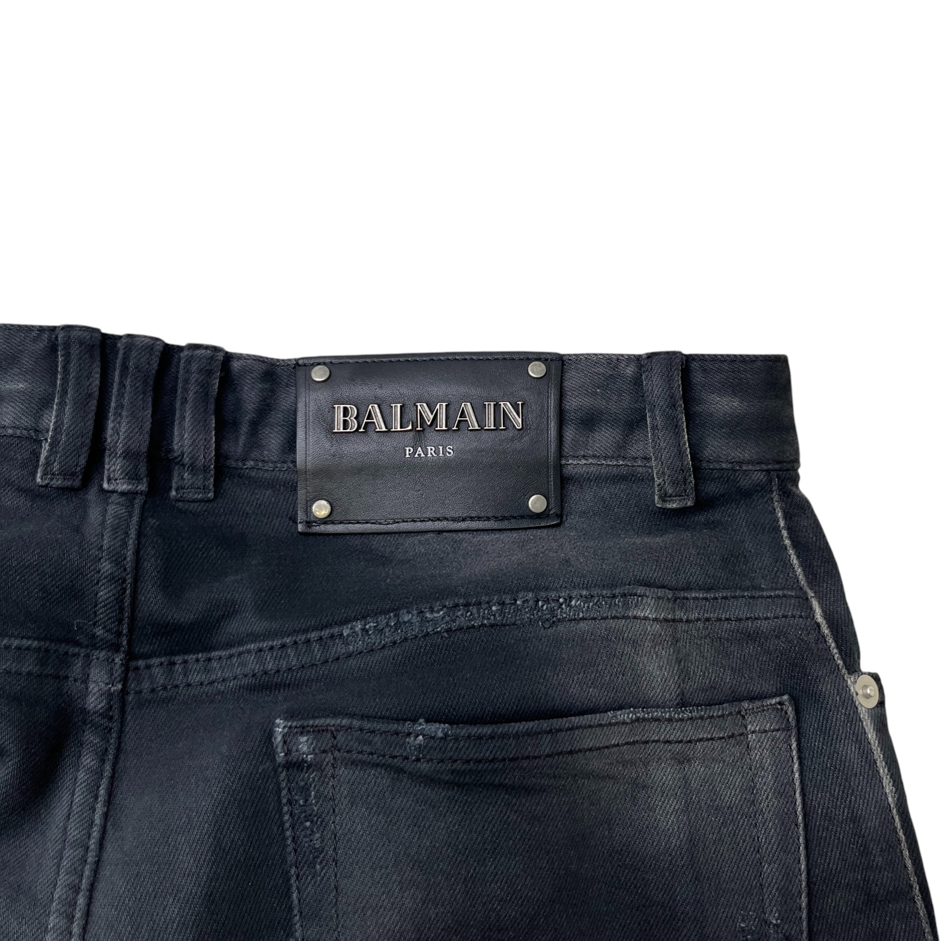 Men's Distressed Biker Jeans Black Size Waist 30"