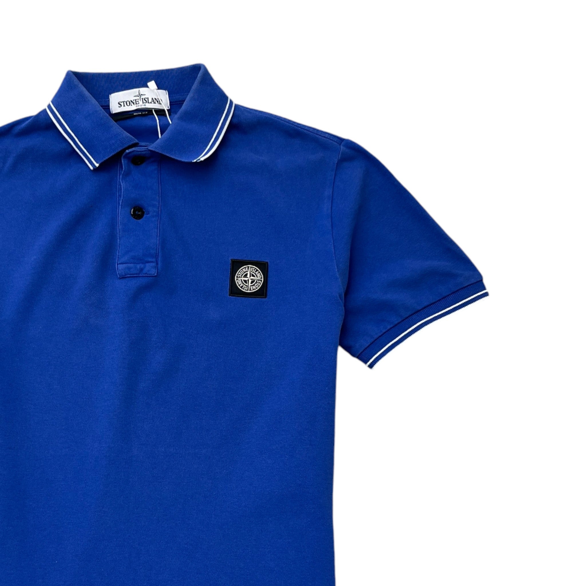 Men's Embroidered Logo Polo Shirt Blue Size M