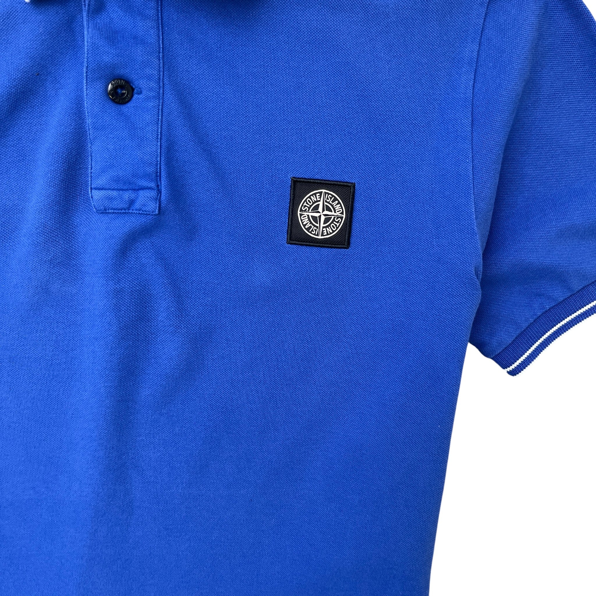 Men's Embroidered Logo Polo Shirt Blue Size M