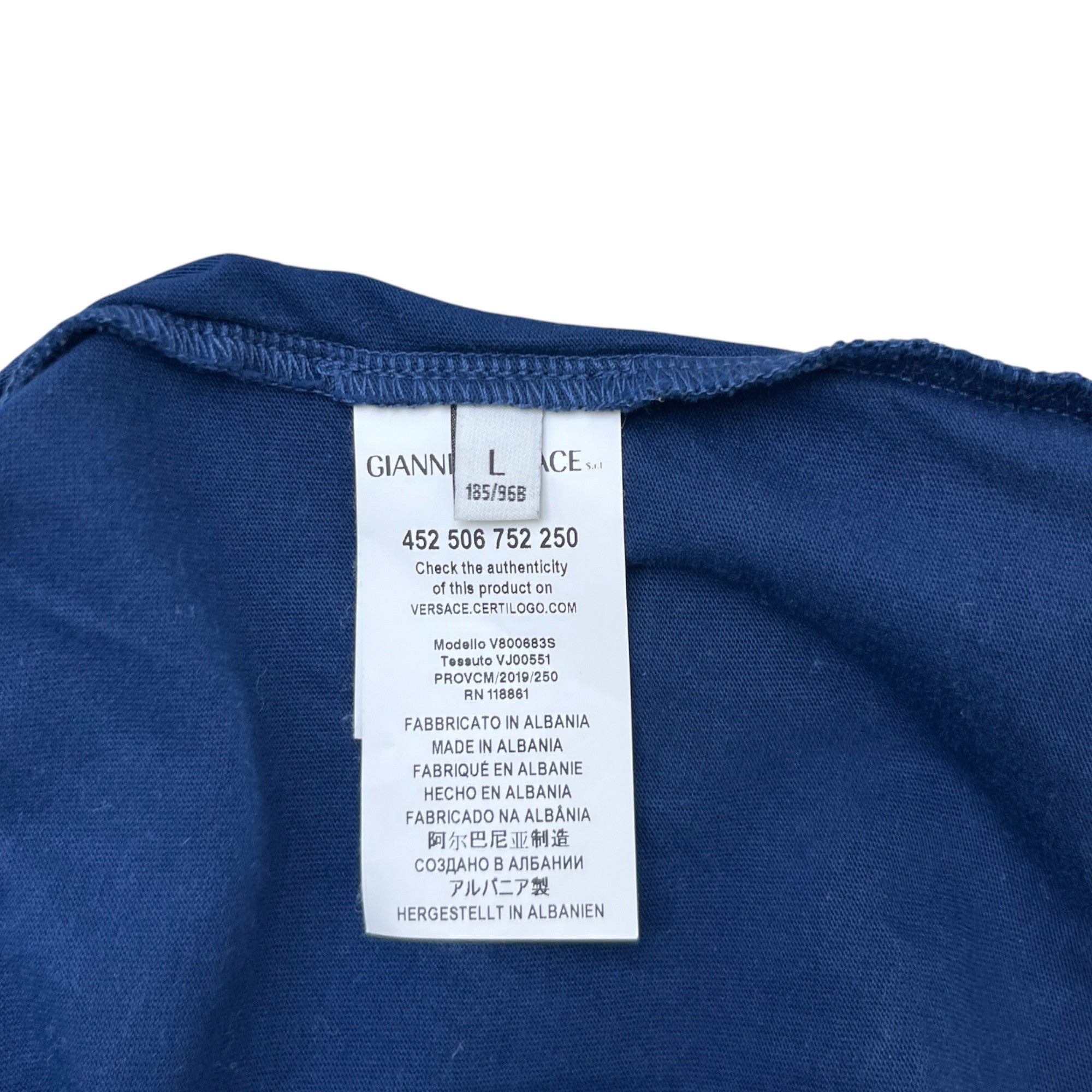 Men's Medusa Graphic Logo T-Shirt Blue Size L