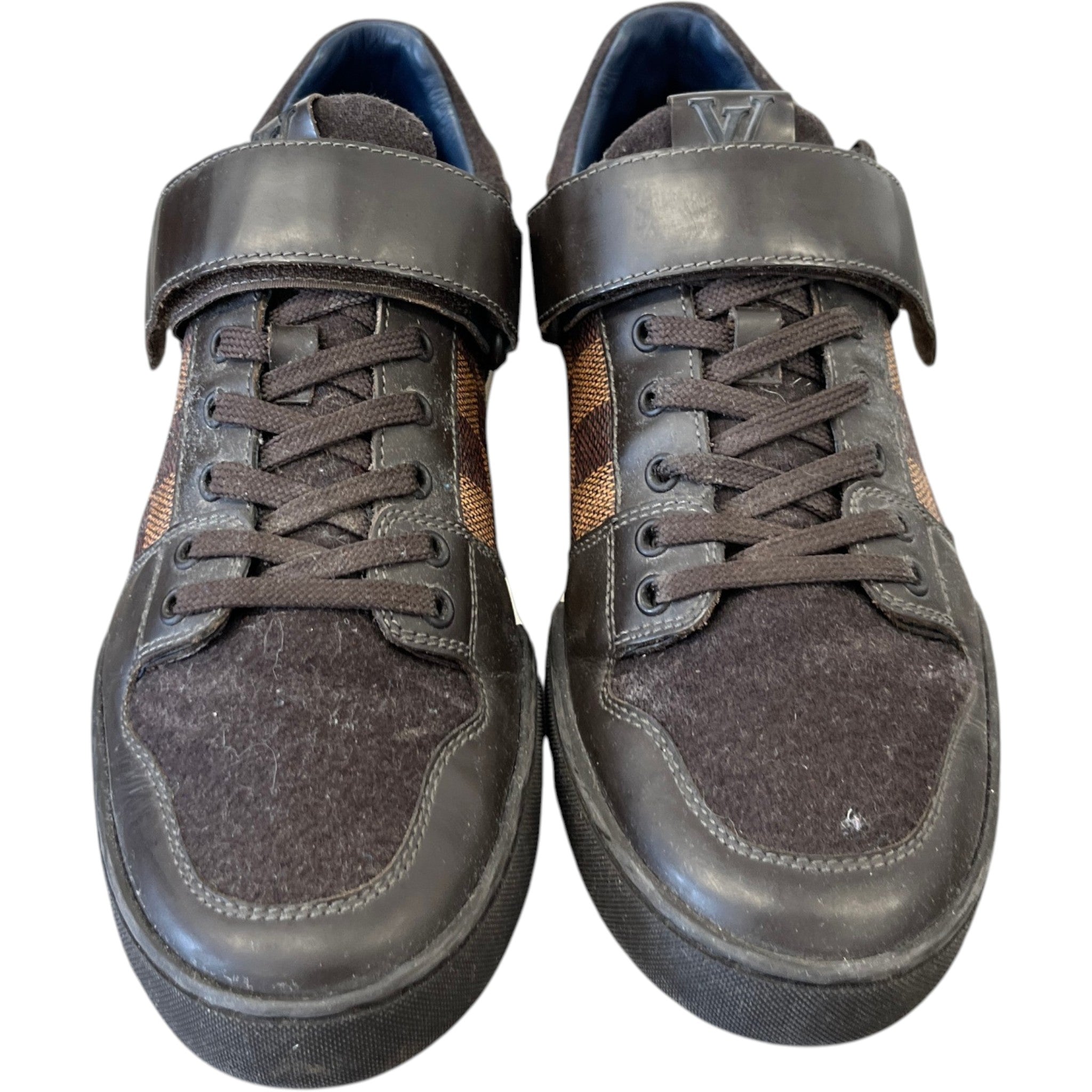 Men's Elliptic Damier Low Trainers Brown Size EU 40 / UK 6